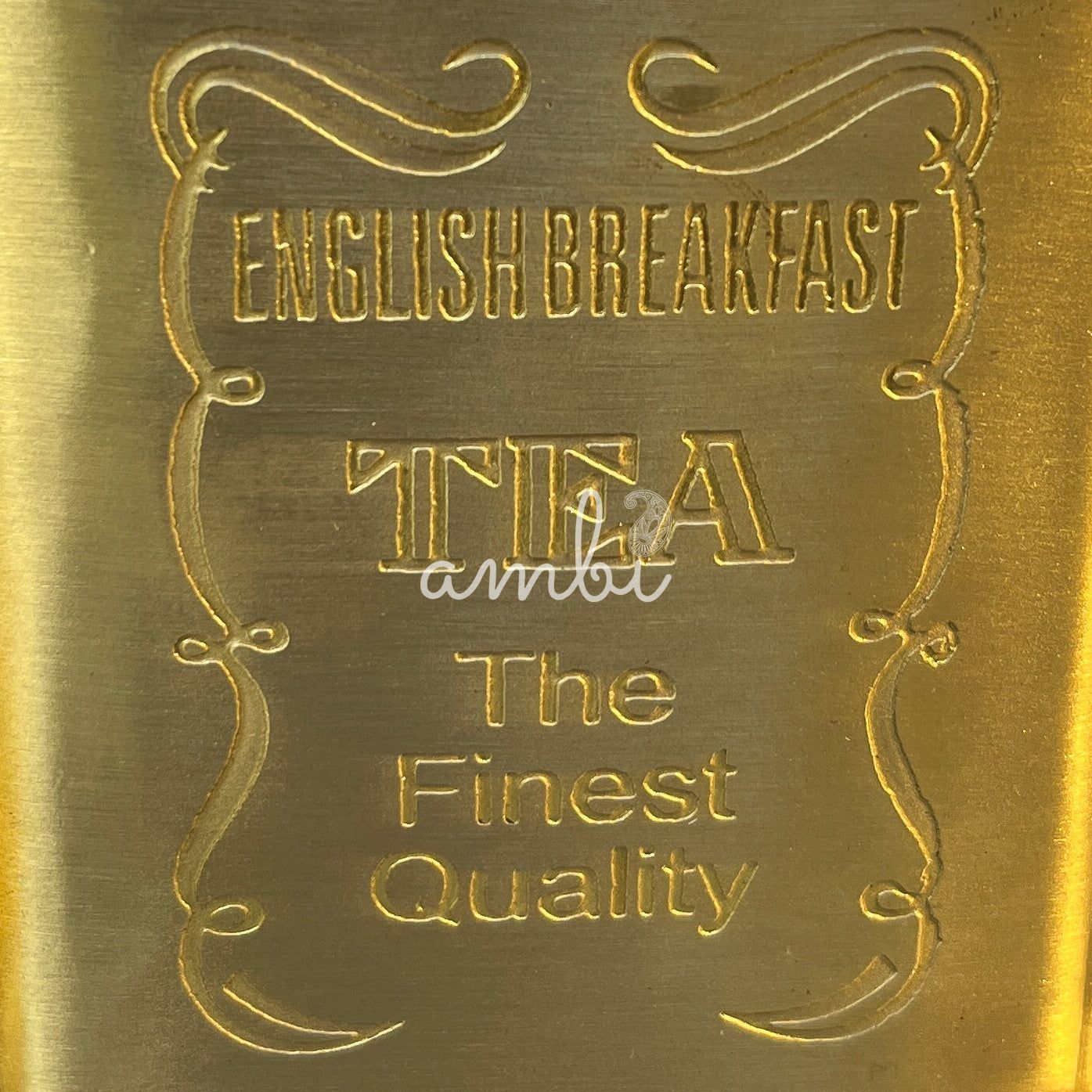 AMBI Tea, Sugar & Coffee Jars - Pure Brass Elegant Etched - Storage container- Set of 3