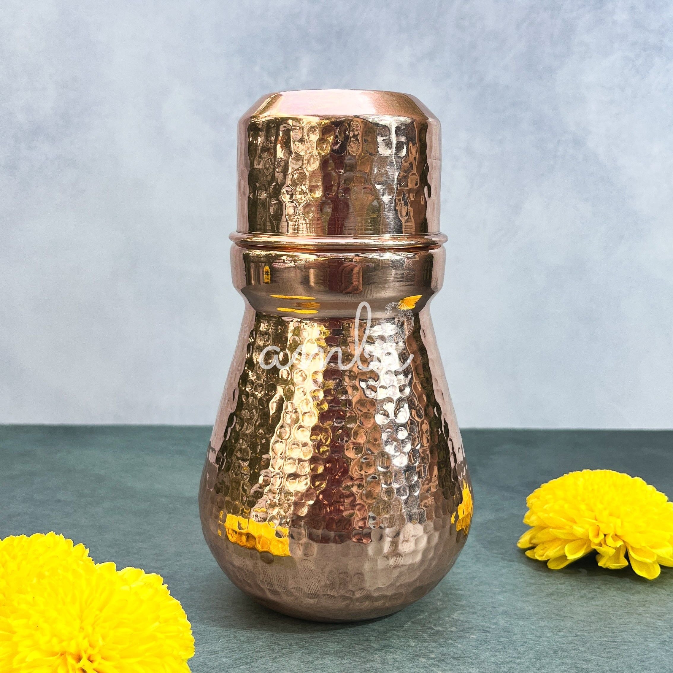 Ambi Pure Classy Pure Copper Water Carafe with Glass / Bottle Small