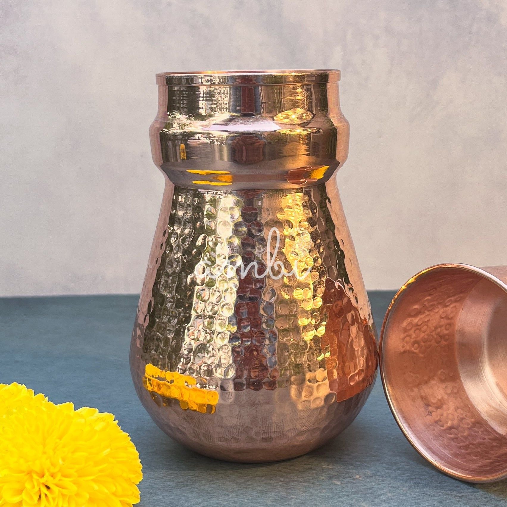 Ambi Pure Classy Pure Copper Water Carafe with Glass / Bottle Small