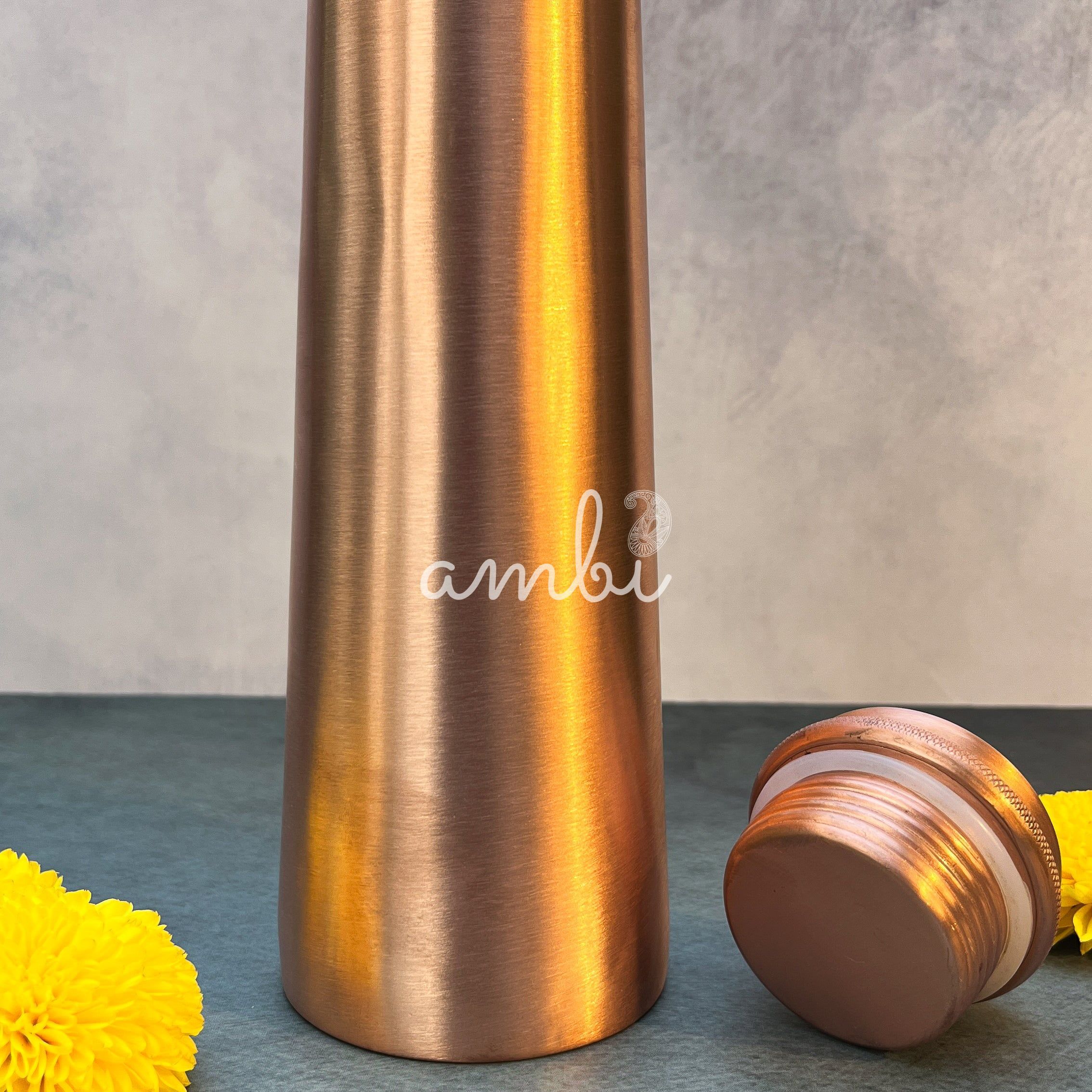 Ambi Ayurvedic Pure Copper Water Bottle – Brushed Finish Heavy Make