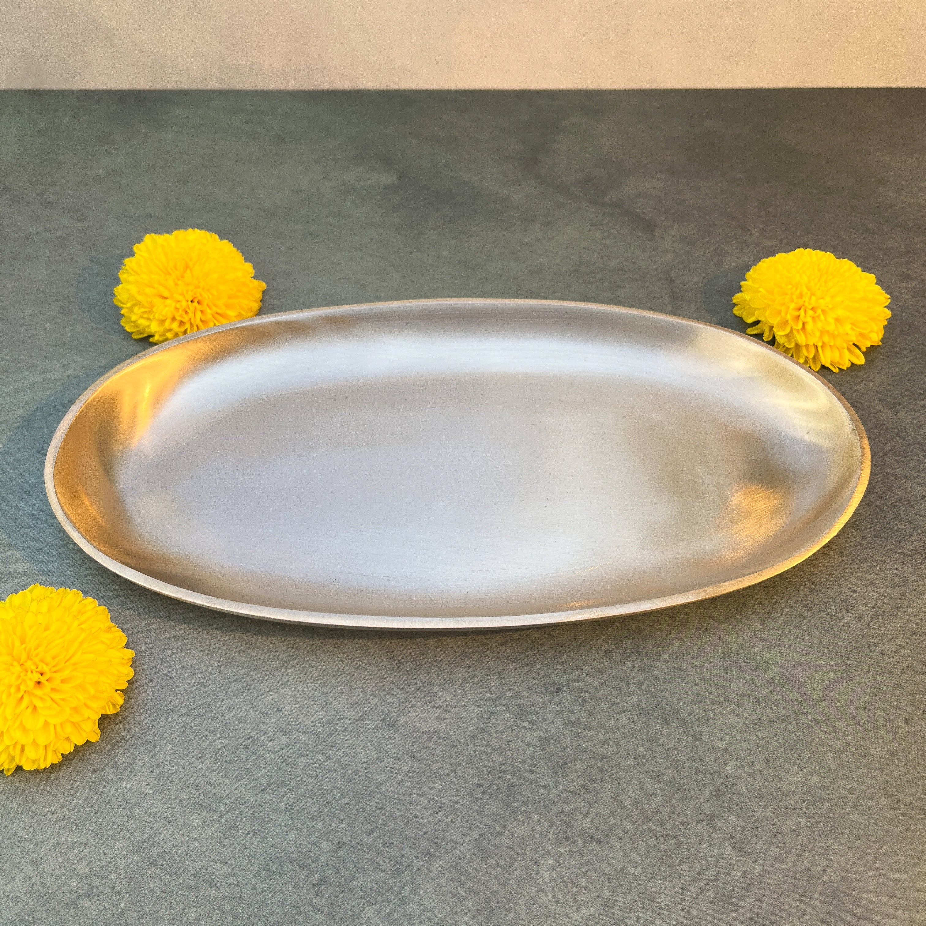 AMBI 100% Pure Lead Free Heavy Kansa Classic Oval Kebab Platter