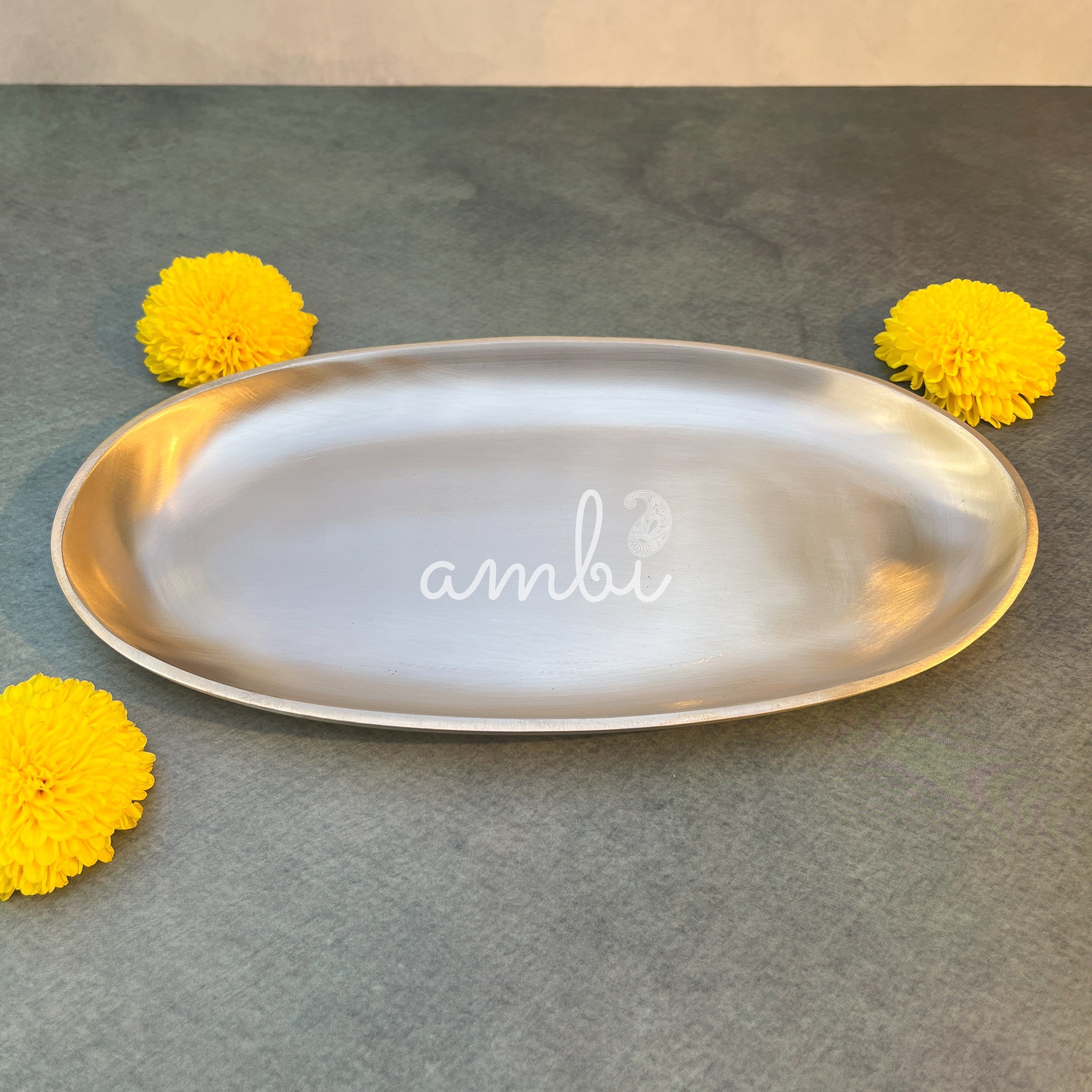 AMBI 100% Pure Lead Free Heavy Kansa Classic Oval Kebab Platter