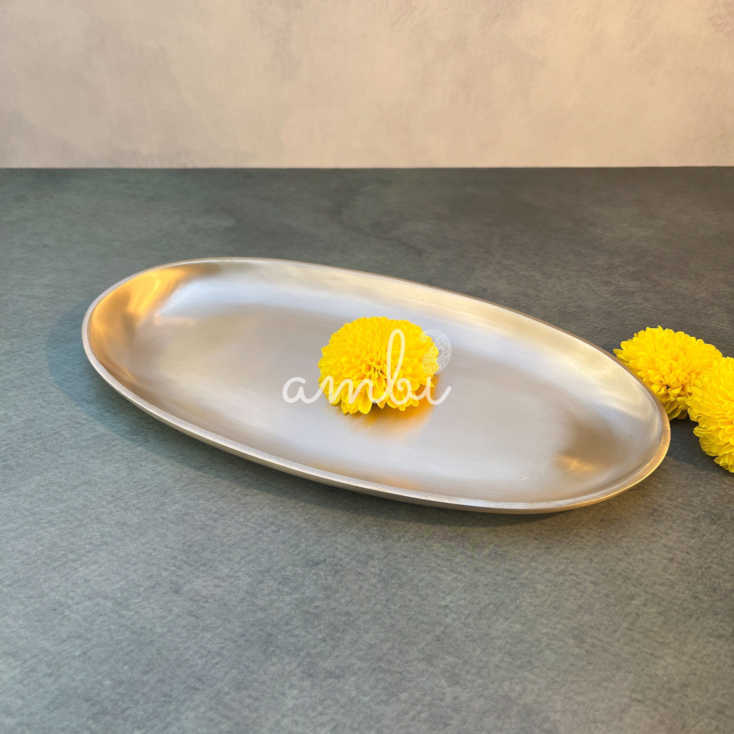 AMBI 100% Pure Lead Free Heavy Kansa Classic Oval Kebab Platter