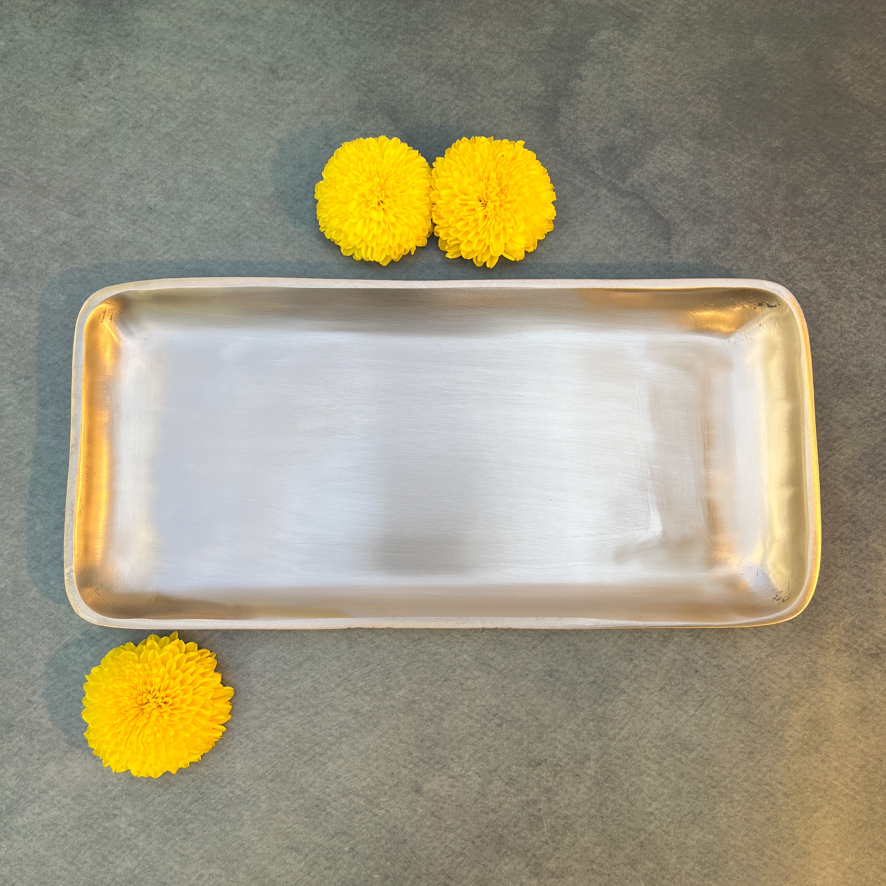 AMBI Premium Rectangular Pure Kansa Platter – Lead Free | Smooth Finish