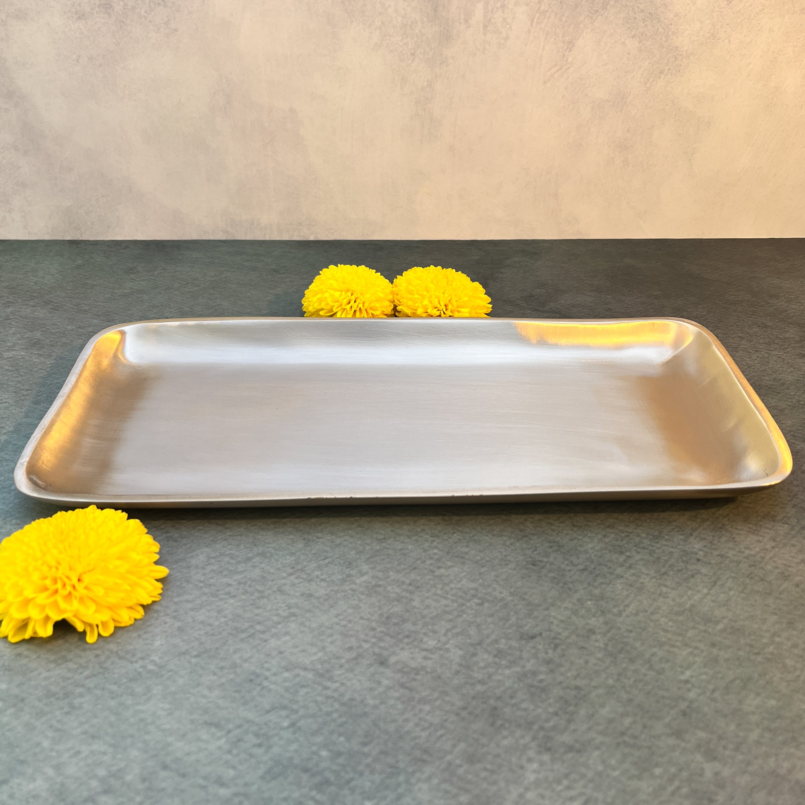 AMBI Premium Rectangular Pure Kansa Platter – Lead Free | Smooth Finish