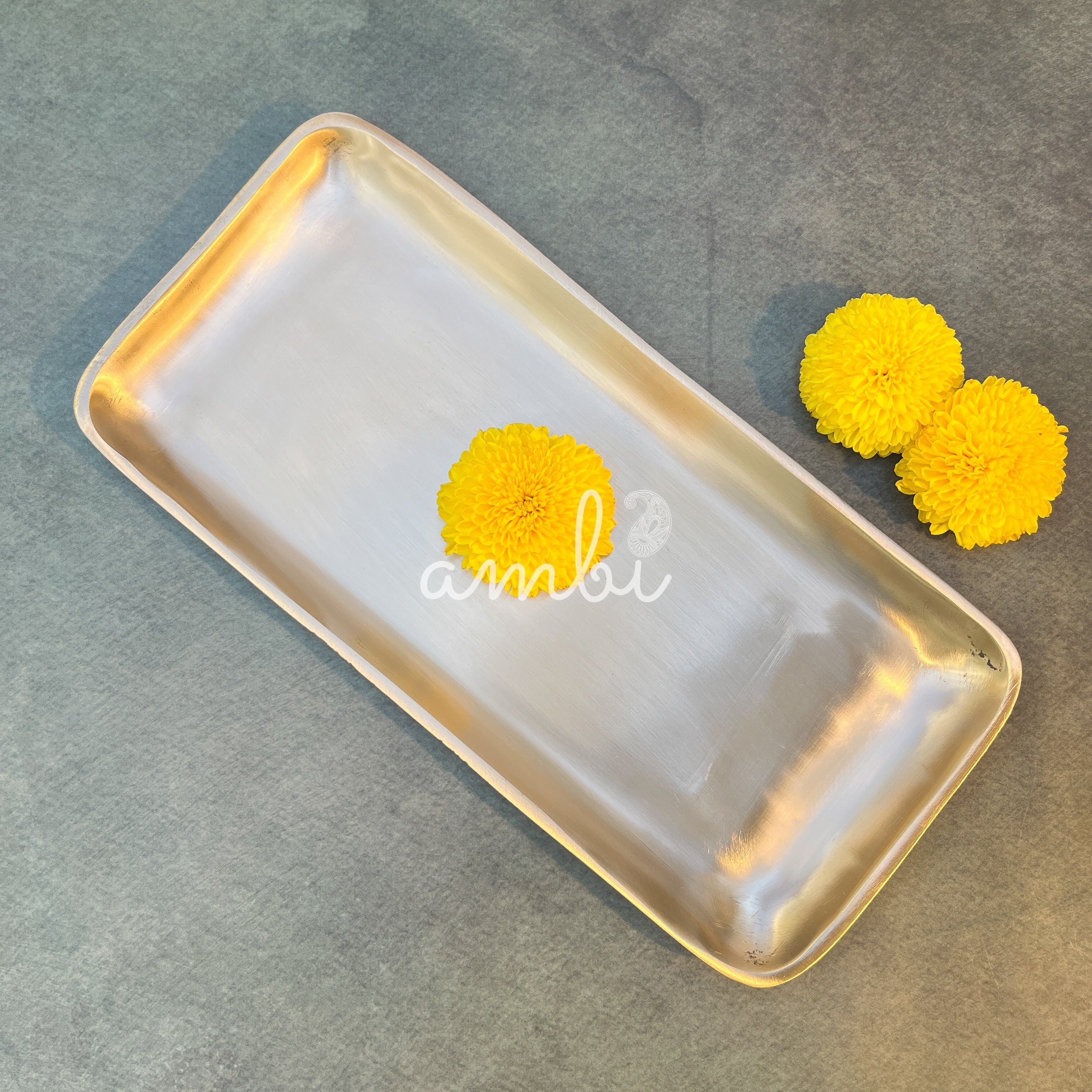 AMBI Premium Rectangular Pure Kansa Platter – Lead Free | Smooth Finish