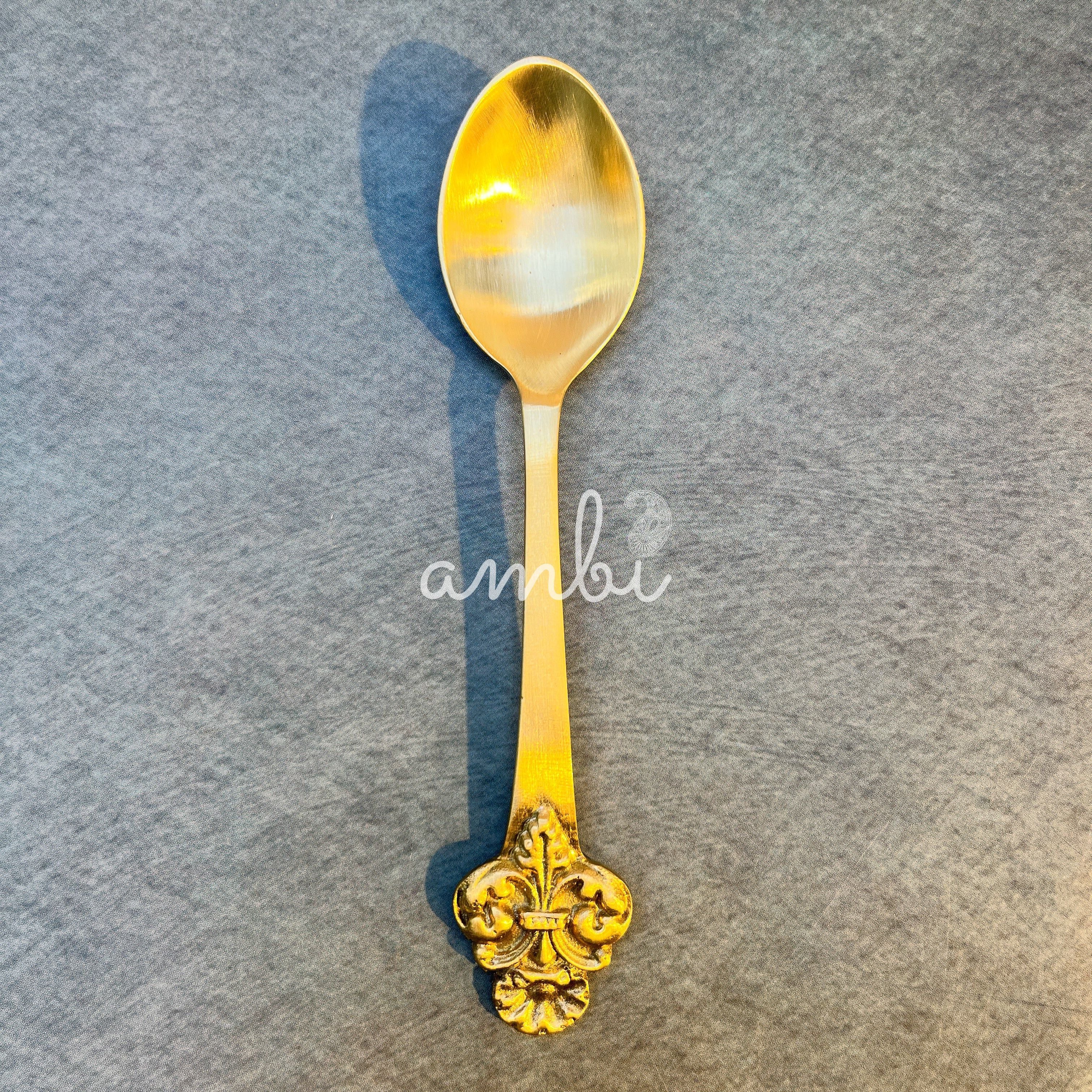 AMBI Ambi Pure Brass Small Spoon with Baroque or Rococo Head Set of 2