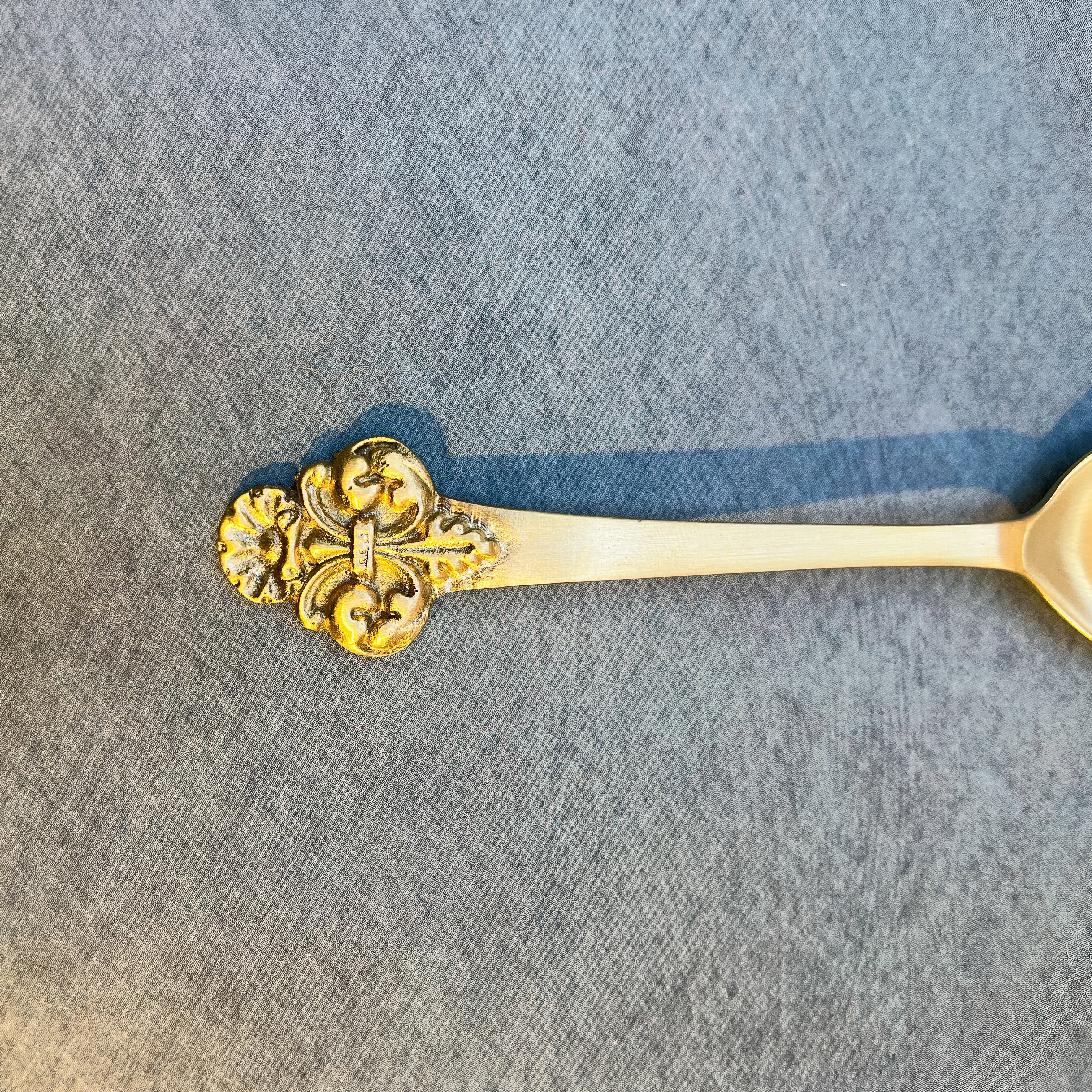 AMBI Ambi Pure Brass Small Spoon with Baroque or Rococo Head Set of 2
