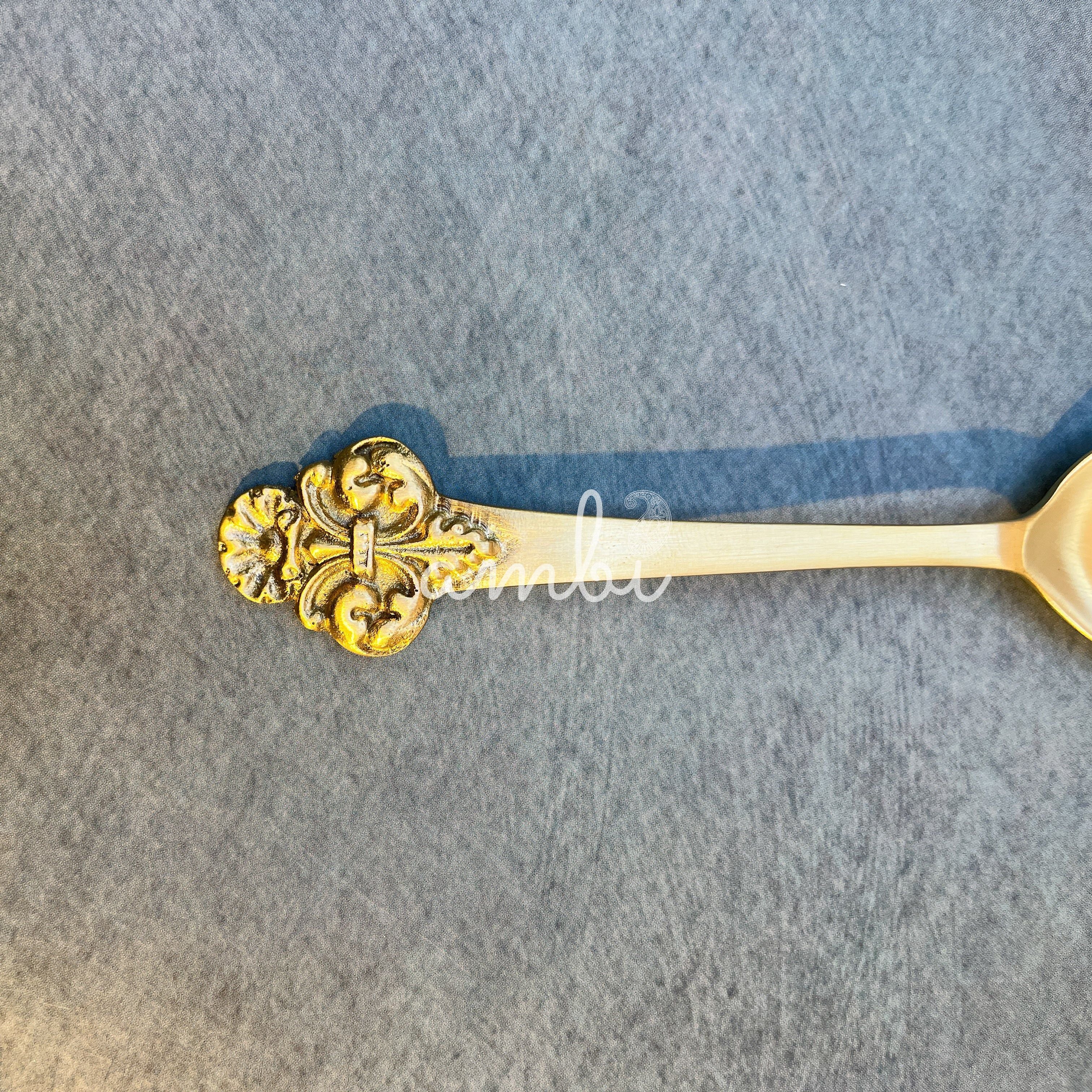 AMBI Ambi Pure Brass Small Spoon with Baroque or Rococo Head Set of 2