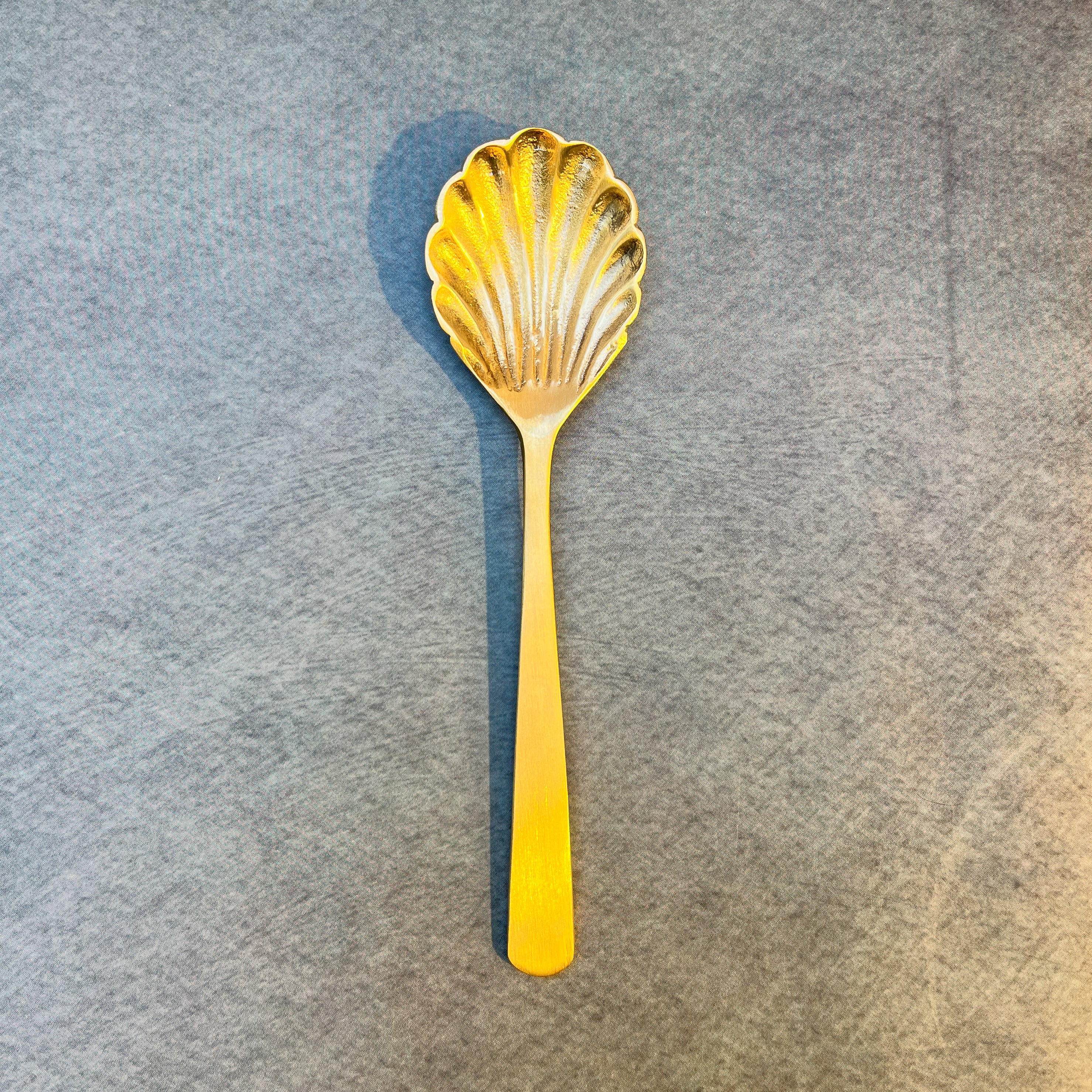 AMBI Pure Brass Artisan Shell-Motif Spoon Set of 2