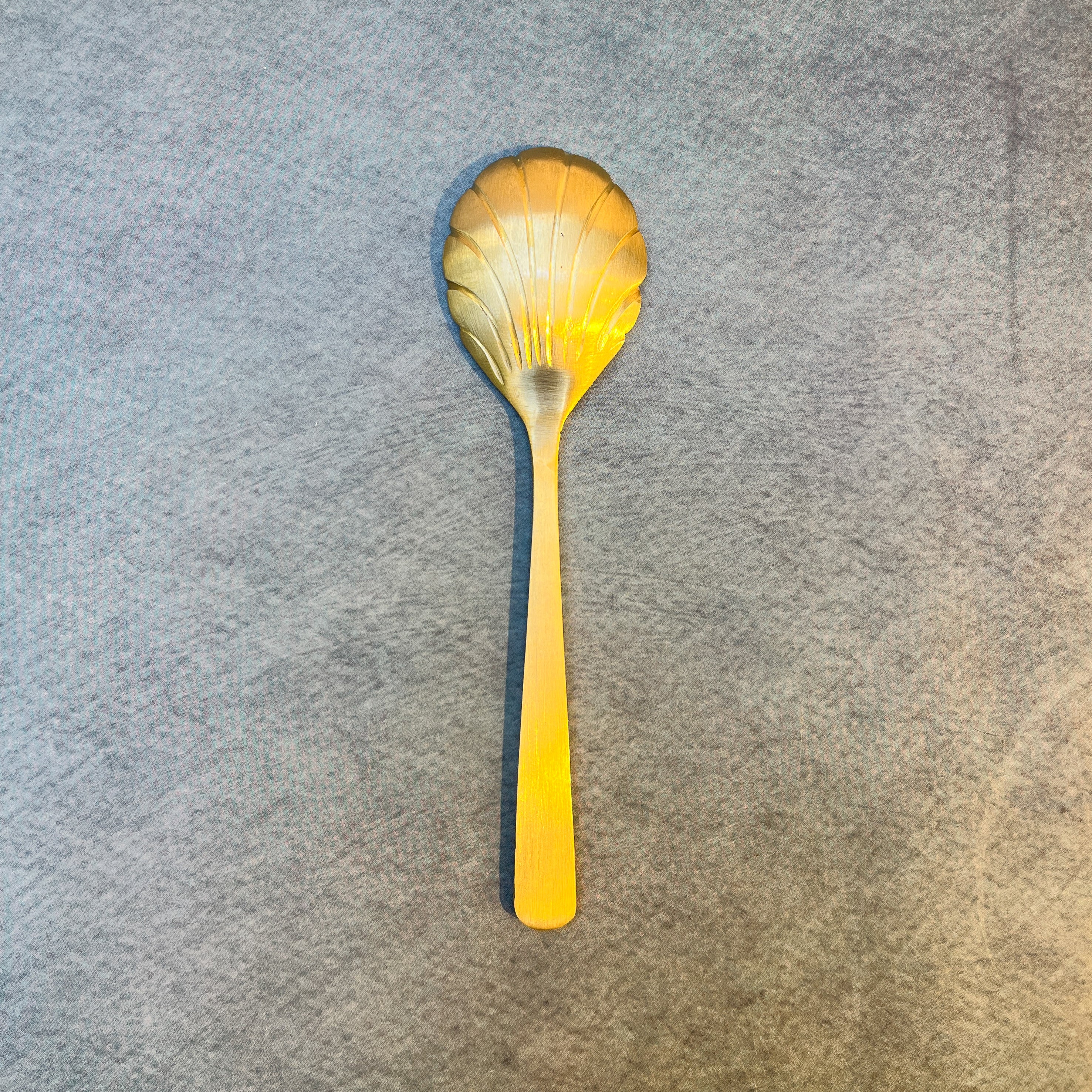 AMBI Pure Brass Artisan Shell-Motif Spoon Set of 2