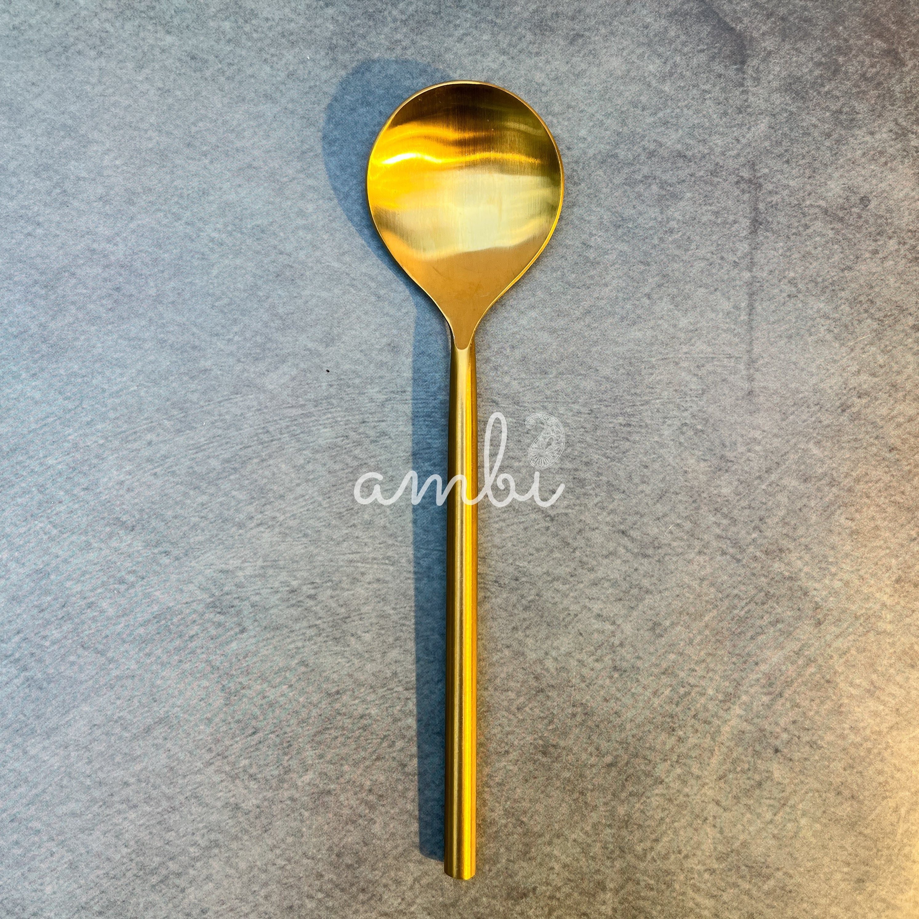 AMBI Pure Brass Elegant Heavy Spoon - 7 inches