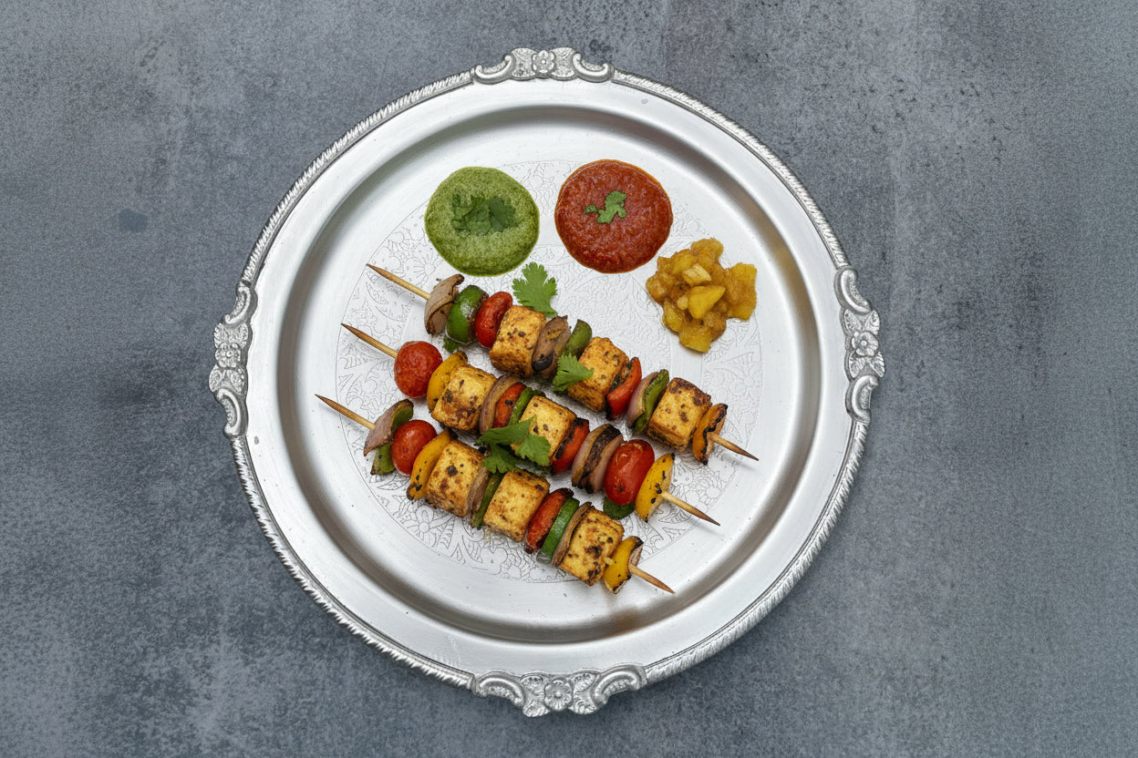 Ambi Silver-Plated Brass Plate – 8 Inch | Glossy Engraved | 268g