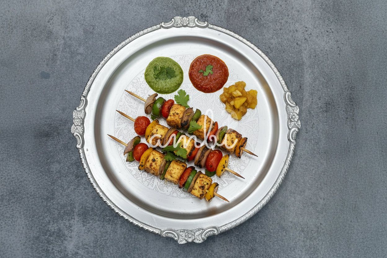 Ambi Elegant Gloss Finish Silver-Plated Engraved Plate - 8 inches