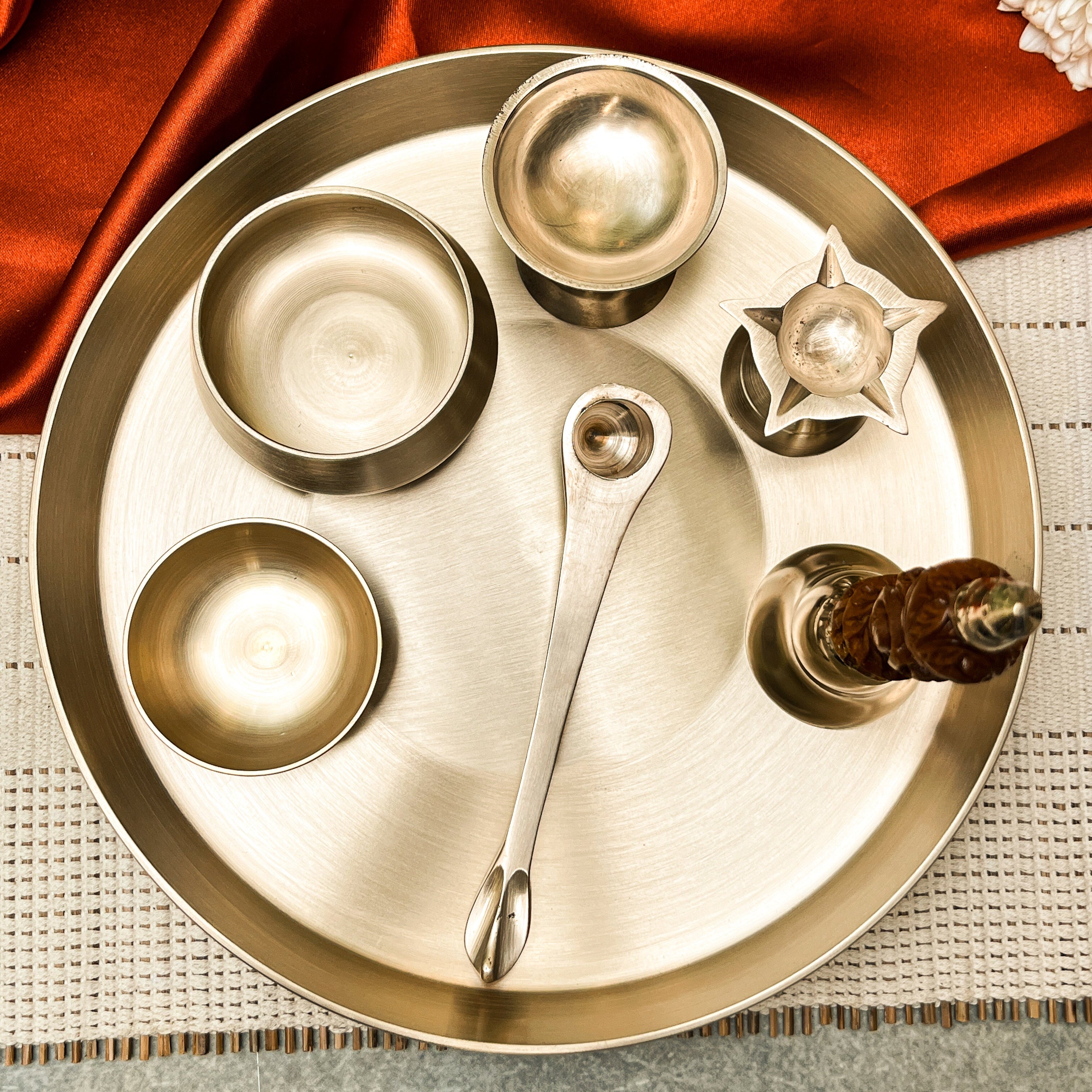 Ambi Divine Experience - Pure Lead Free Kansa Puja Thali Set of 6