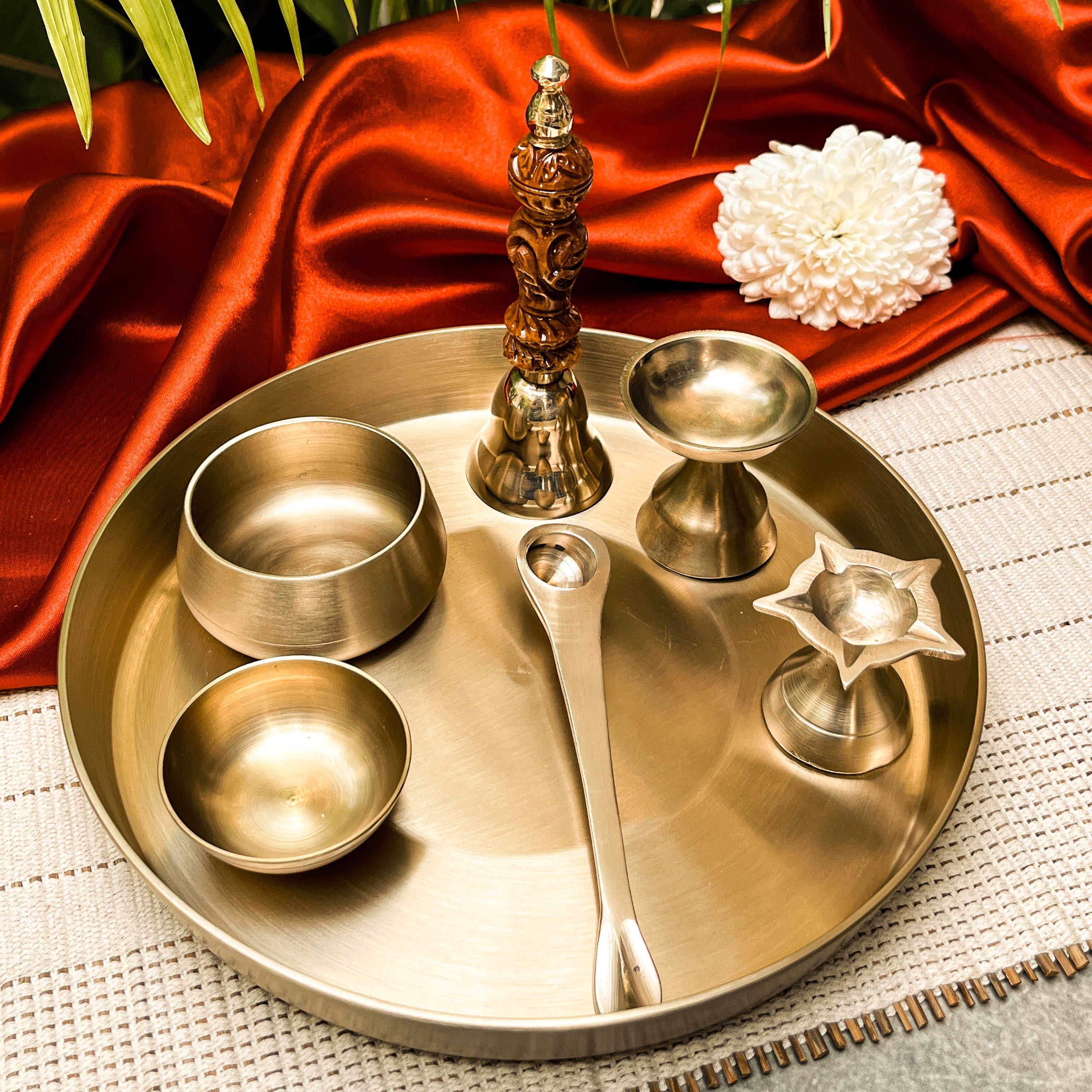 Ambi Divine Experience - Pure Lead Free Kansa Puja Thali Set of 6