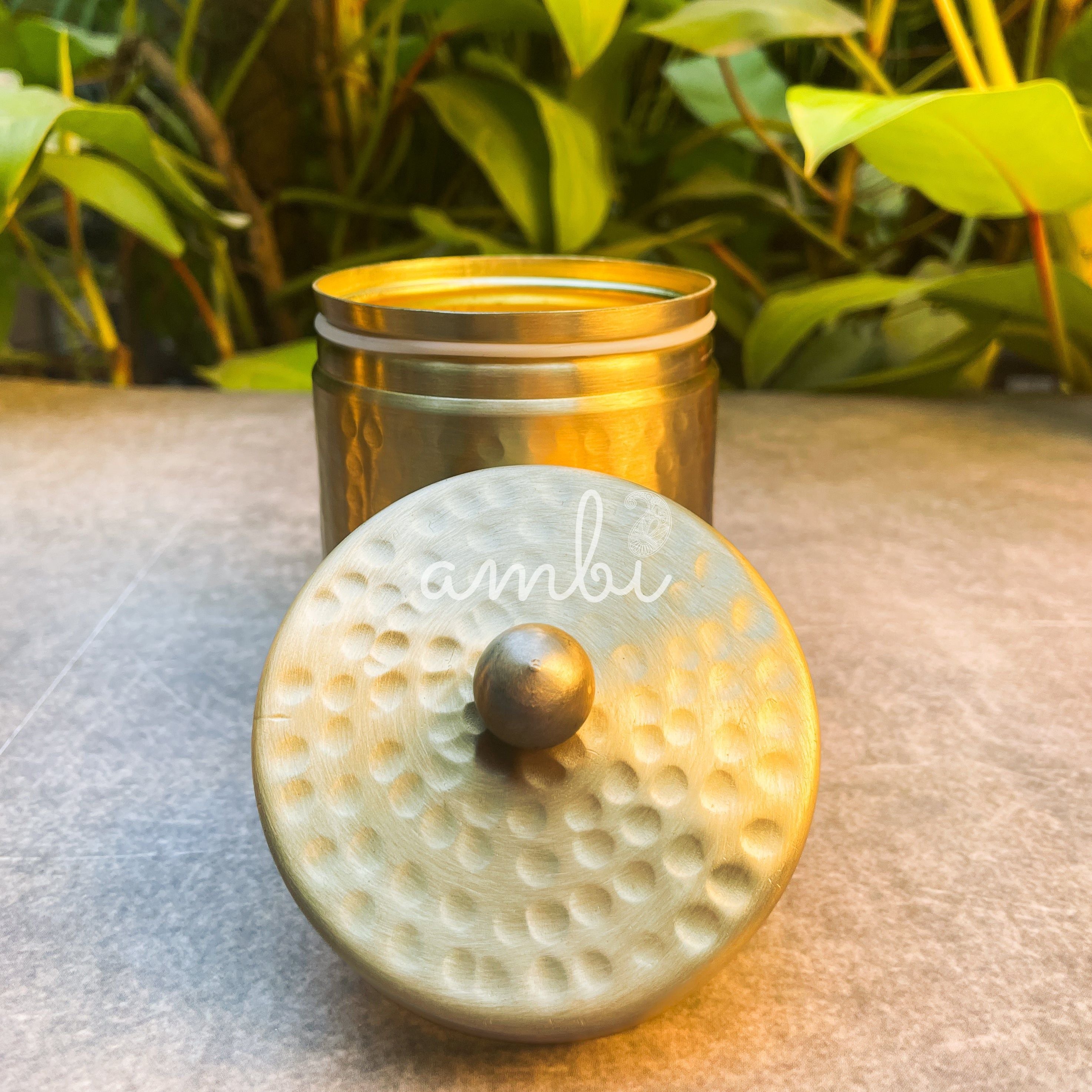 Ambi Pure Brass Luxury Hammered Storage Box - Set of 3 (S, M, L)