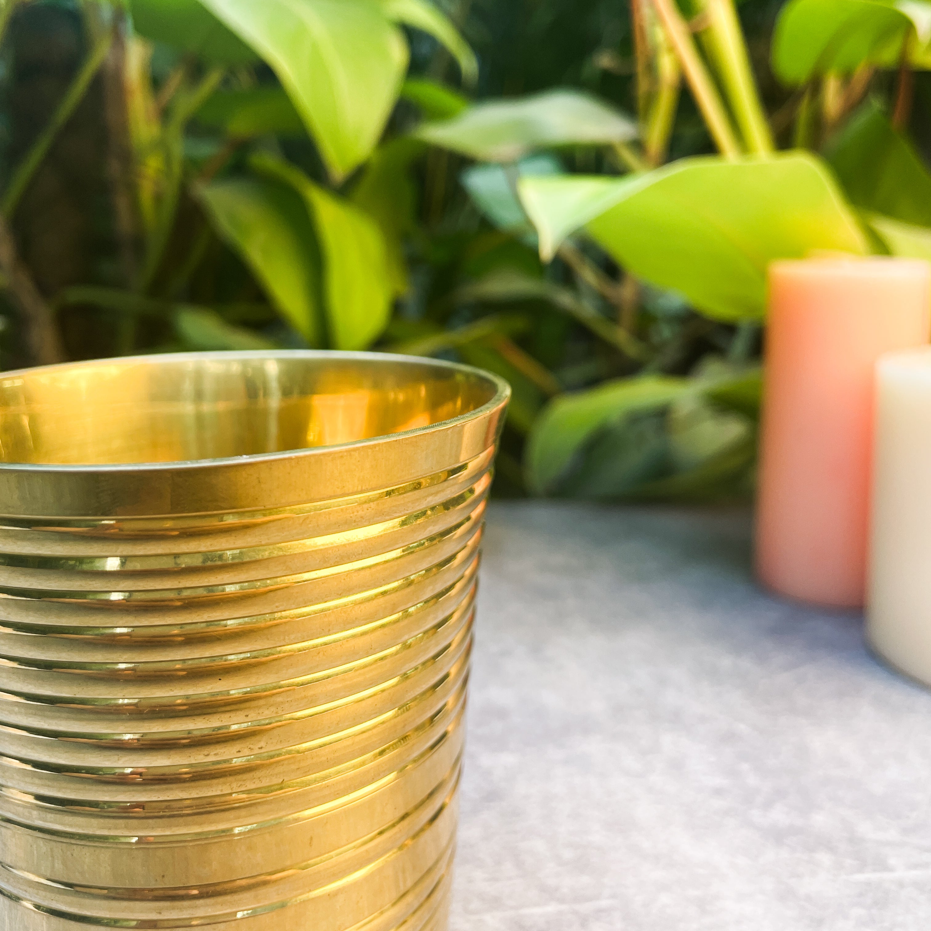 Ambi Pure Brass Ribbed Drinking Glass