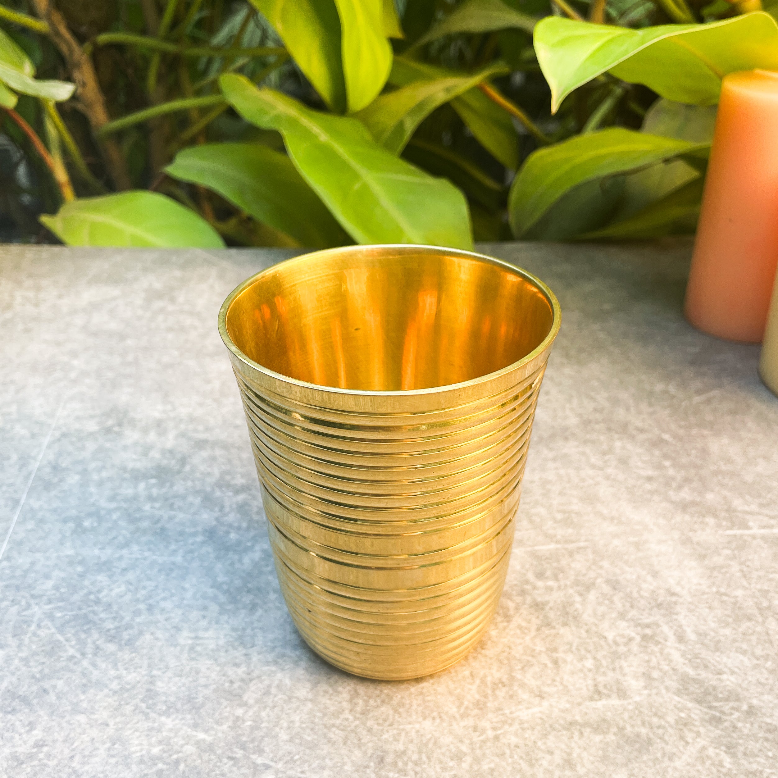 Ambi Pure Brass Ribbed Drinking Glass