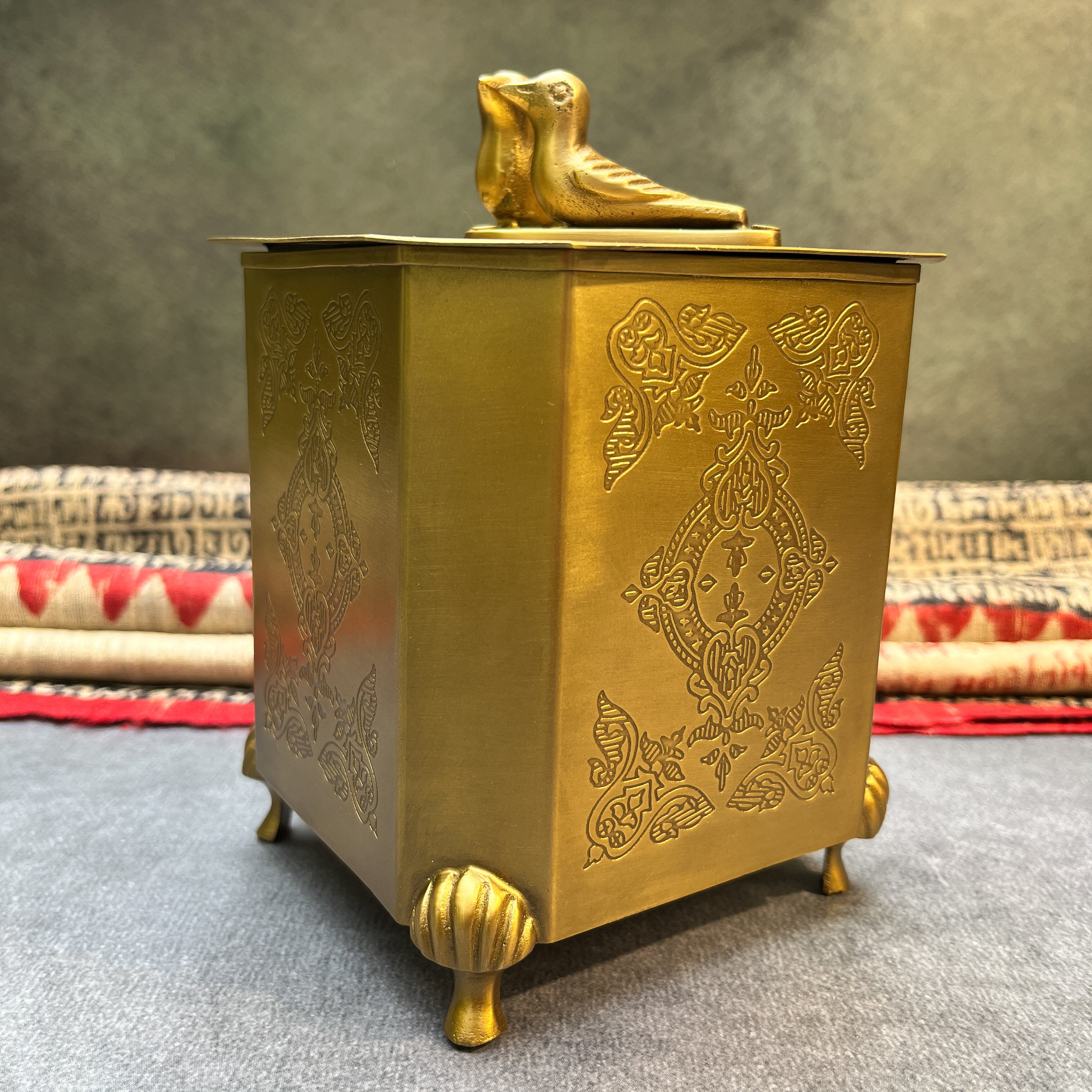 Ambi Pure Brass Heritage Birds Decorative Storage Box