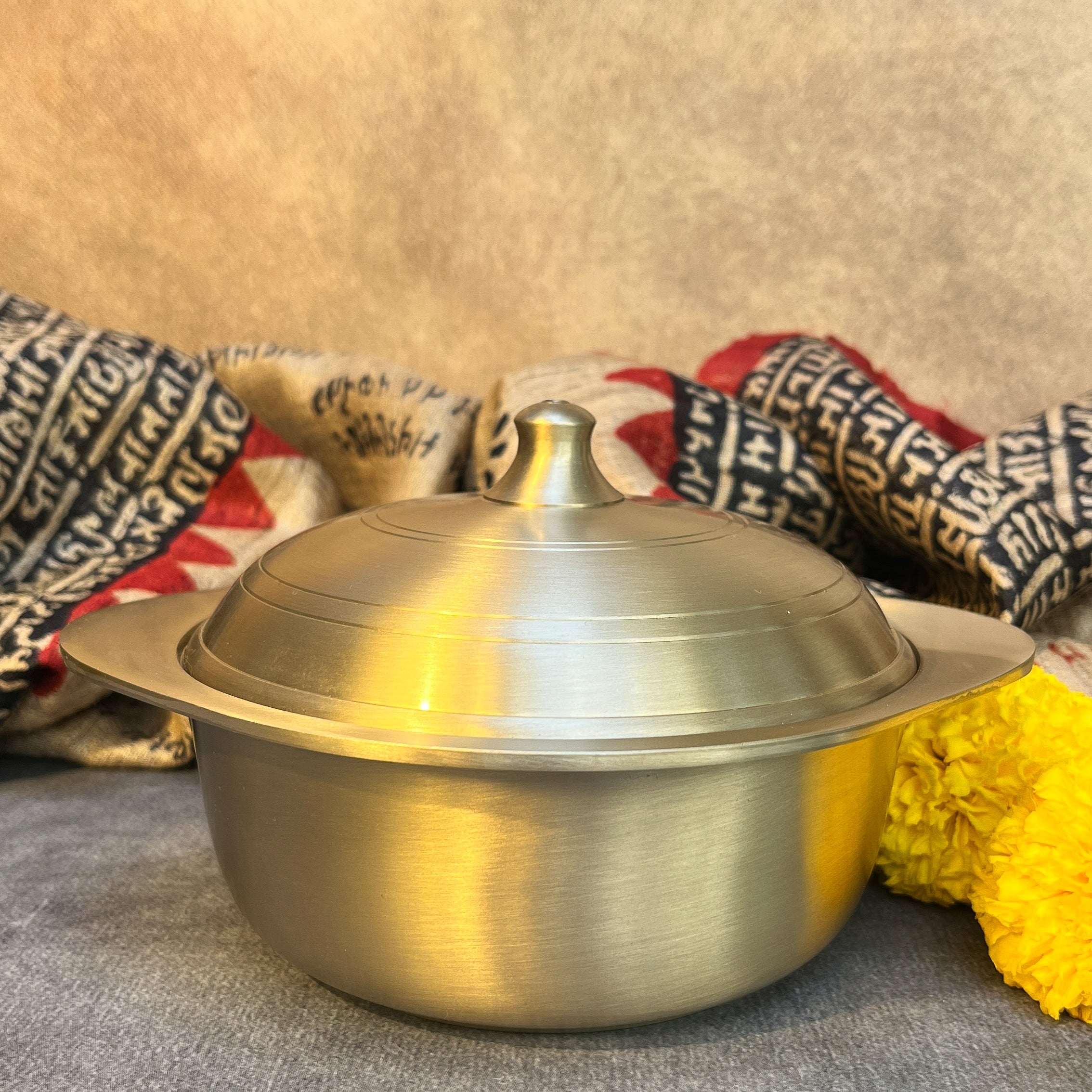 Ambi Pure Lead Free Kansa Dome Cook & Serve Handi — A Heritage Feast Ritual, Medium | Serving Vessel |