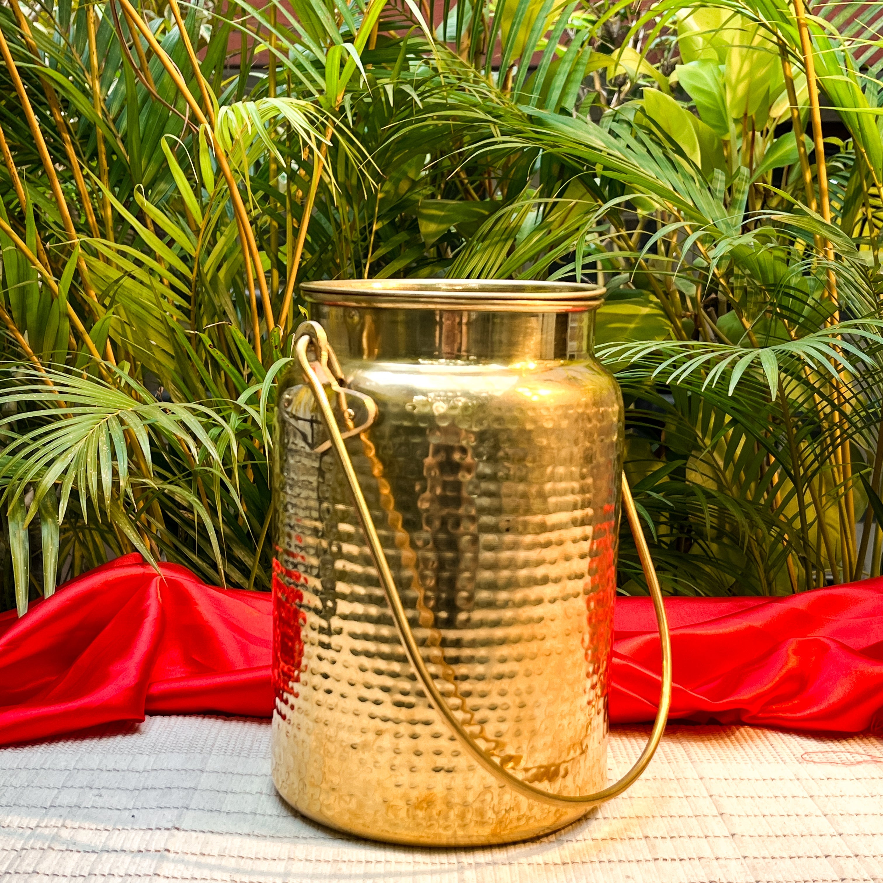 Ambi home Hammered Pure Brass Bharni — 4L Storage Jar