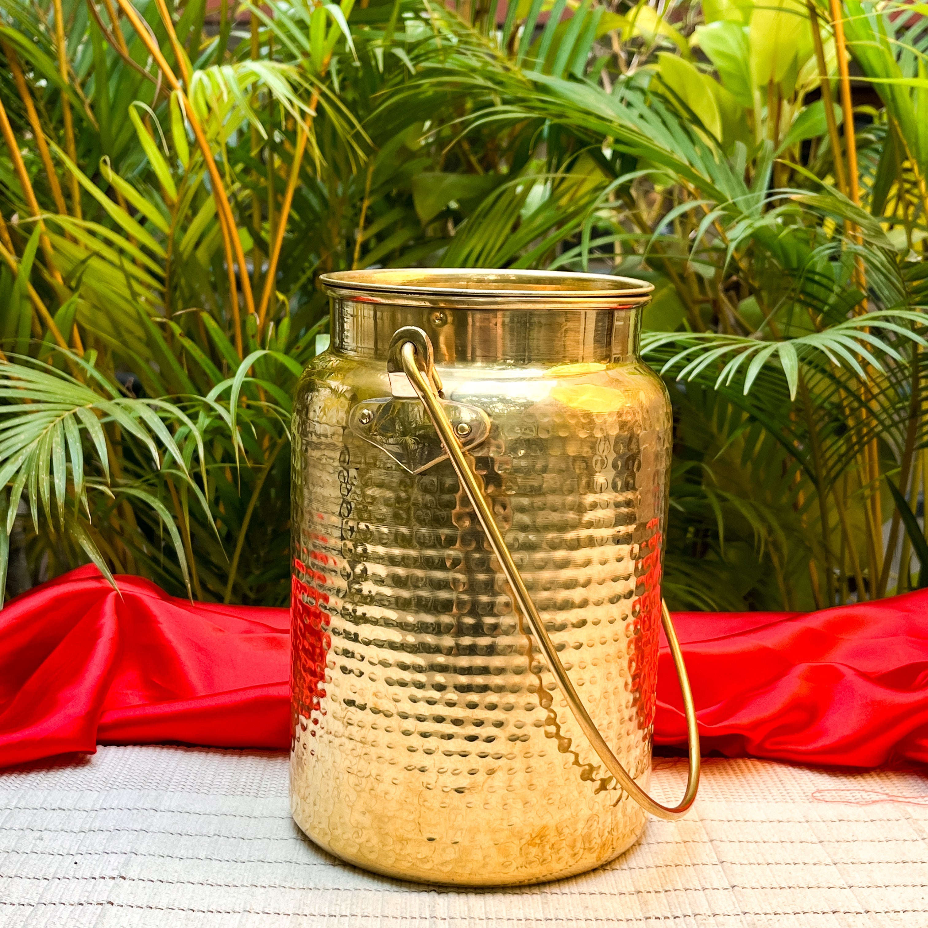 Ambi home Hammered Pure Brass Bharni — 4L Storage Jar