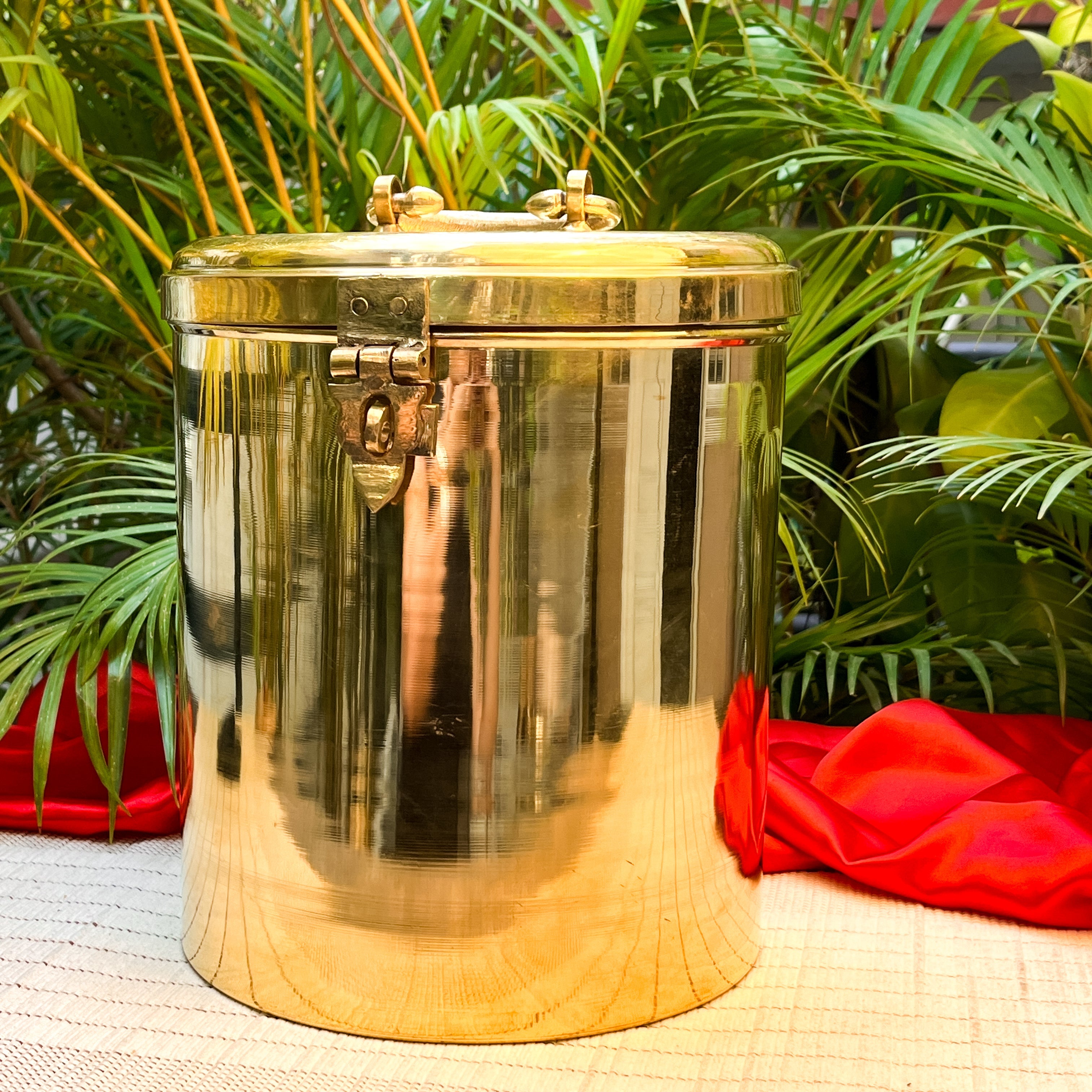 Ambi Home Gloss Finish Bharni – Traditional Pure Brass Storage Bharni - Capacity of 12 litres