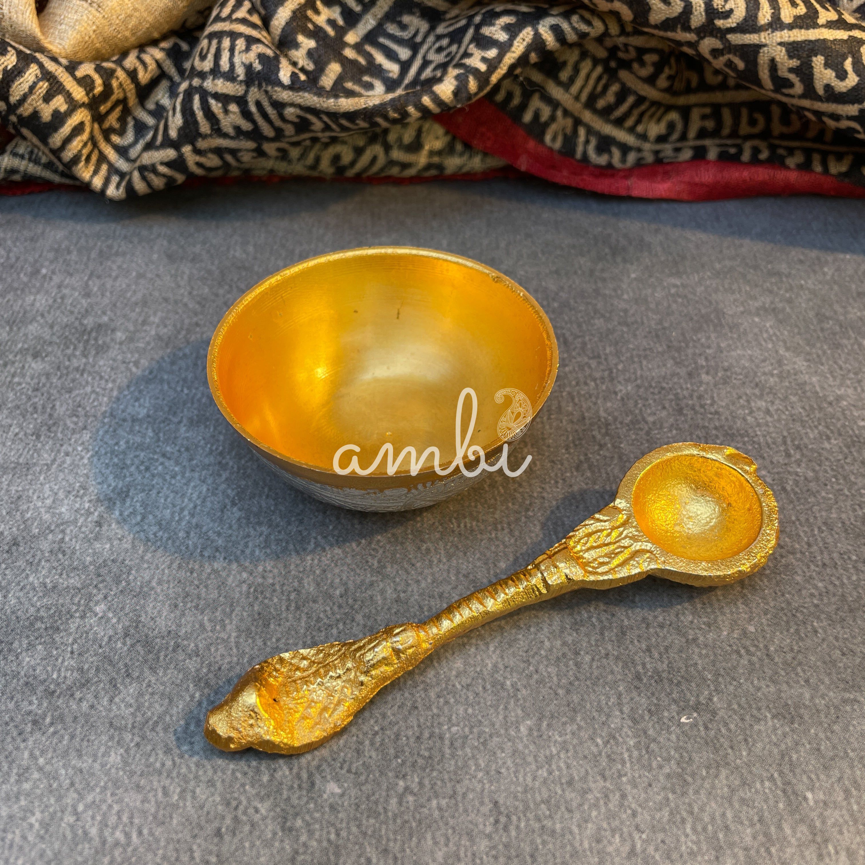 AMBI Pure Brass Puja Thali Set – Traditional Engraved Design