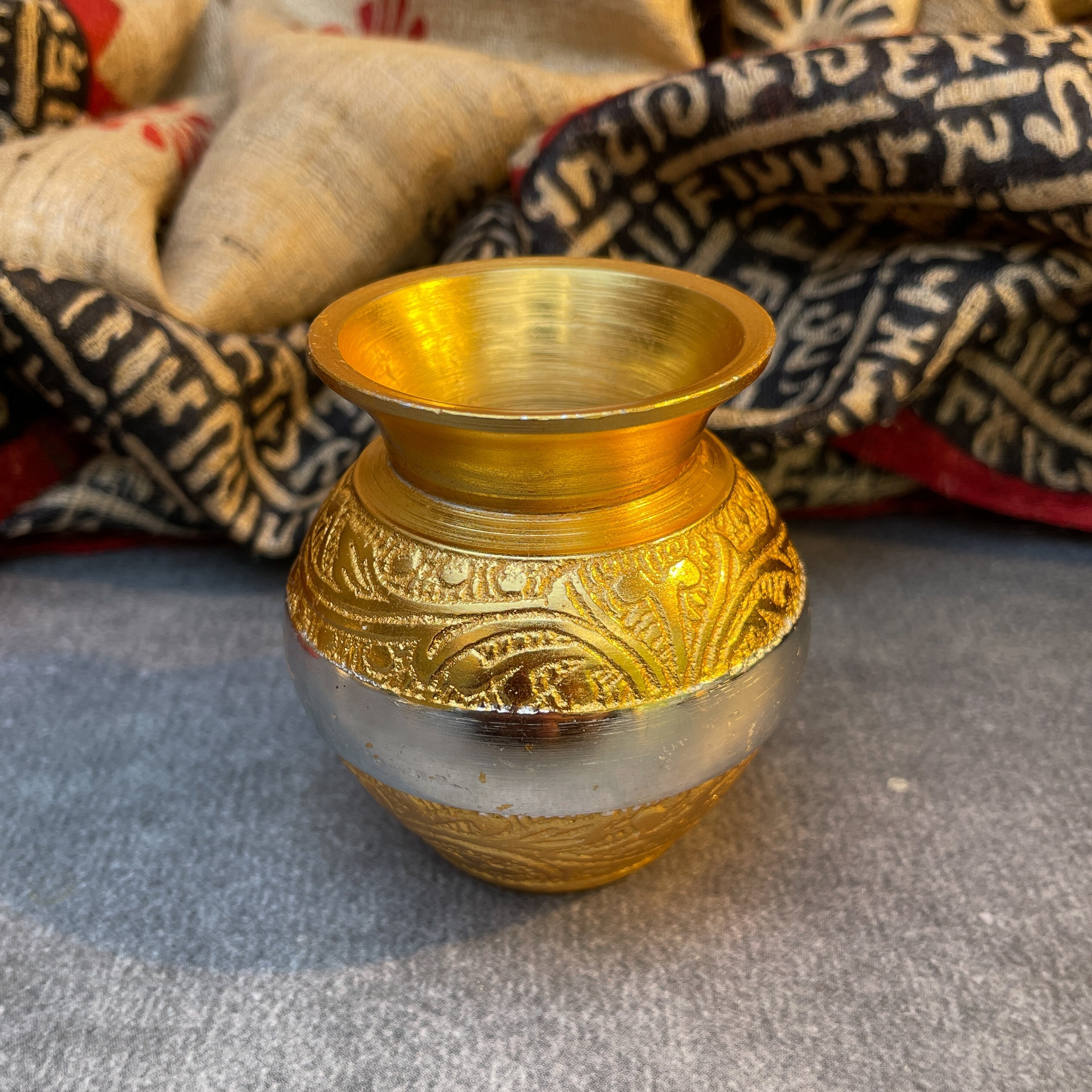 AMBI Pure Brass Puja Thali Set – Traditional Engraved Design