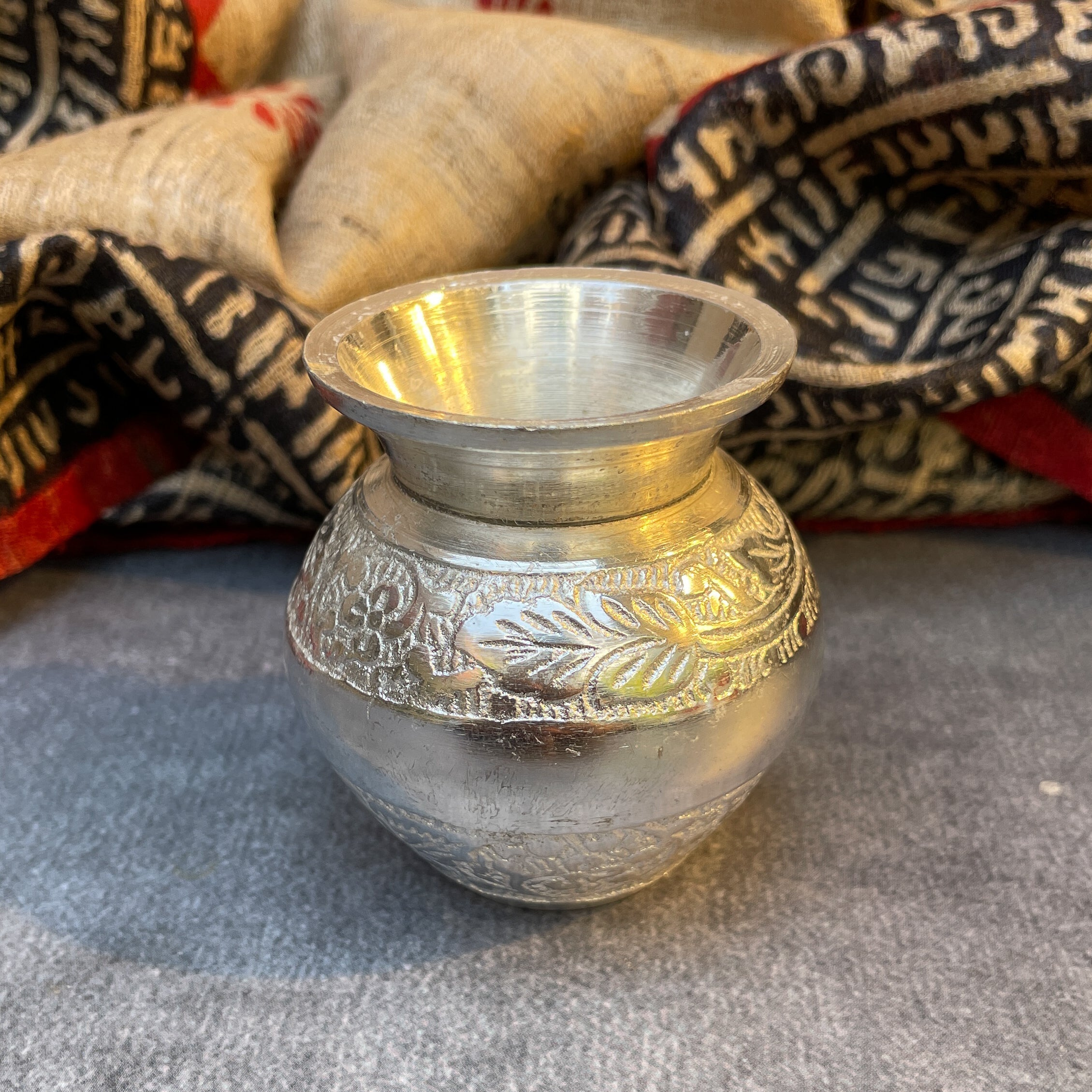 Ambi Silver-Plated Brass Puja Thali Set – Traditional Engraved | 450g