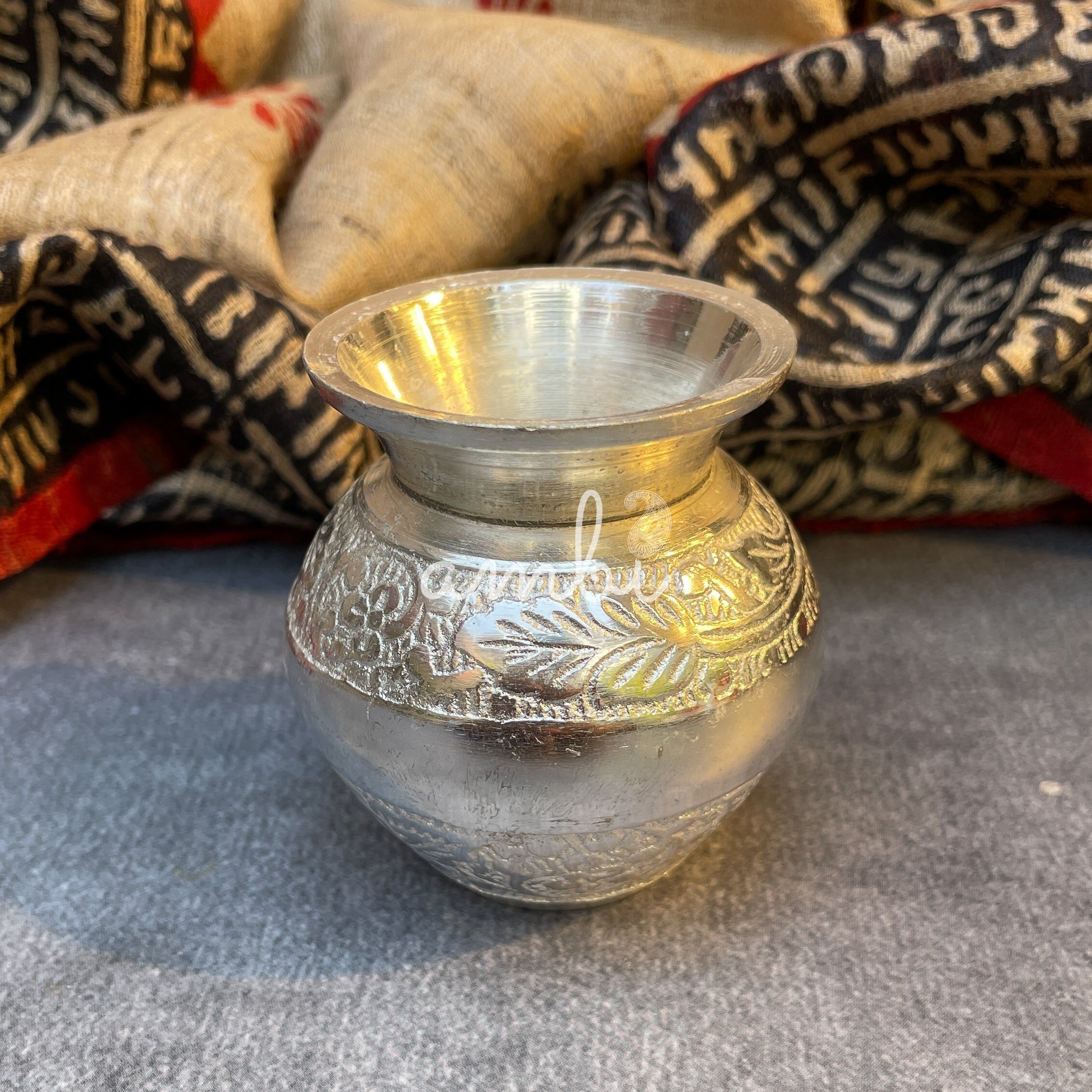 AMBI Silver Plated Puja Thali Set – Traditional Engraved Design