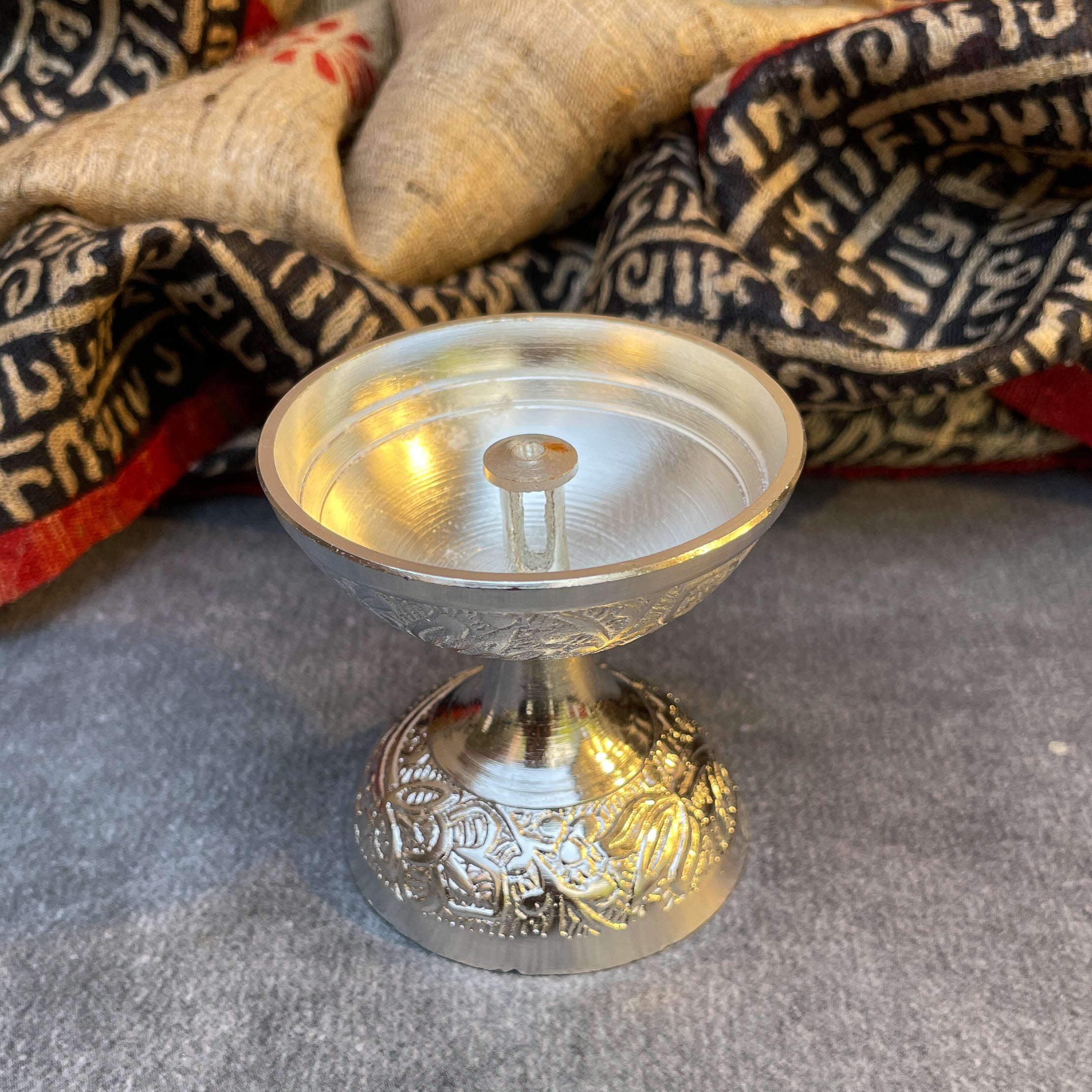 Ambi Silver-Plated Brass Puja Thali Set – Traditional Engraved | 450g