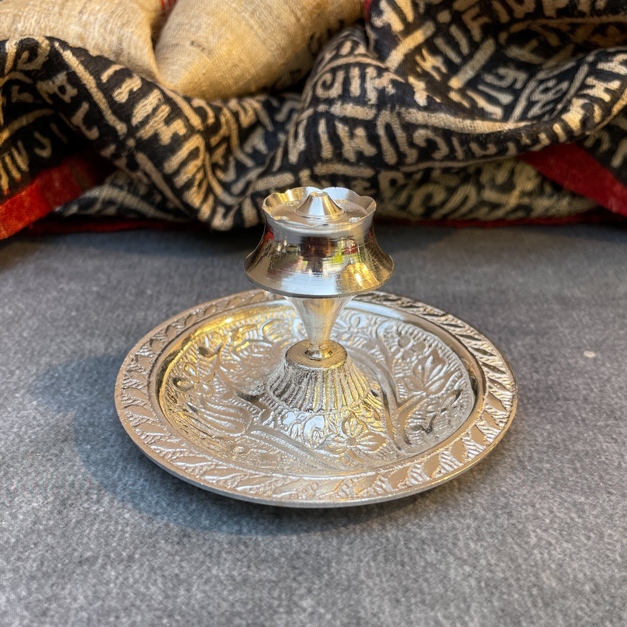 Ambi Silver-Plated Brass Puja Thali Set – Traditional Engraved | 450g