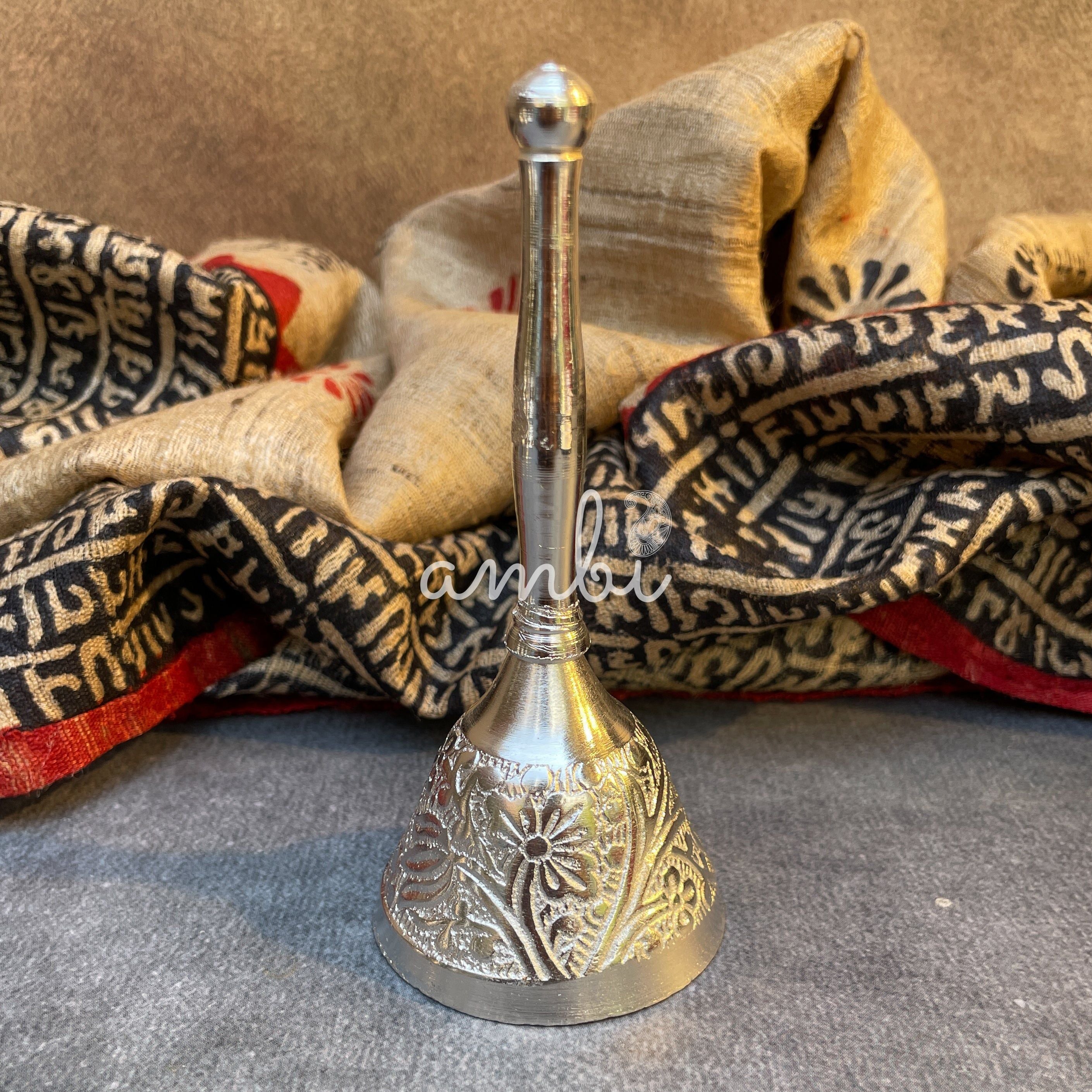 AMBI Silver Plated Puja Thali Set – Traditional Engraved Design