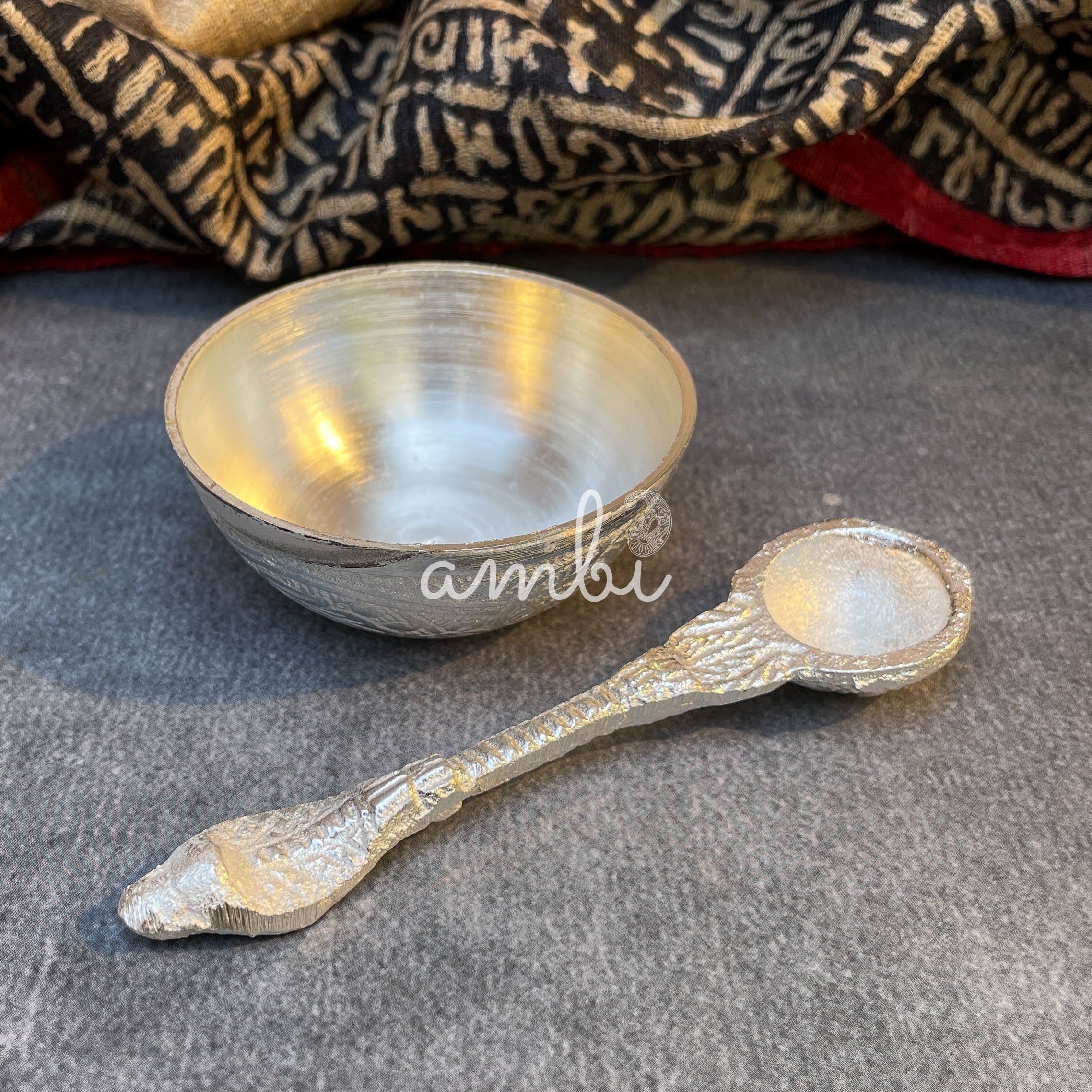 Ambi Silver-Plated Brass Puja Thali Set – Traditional Engraved | 450g