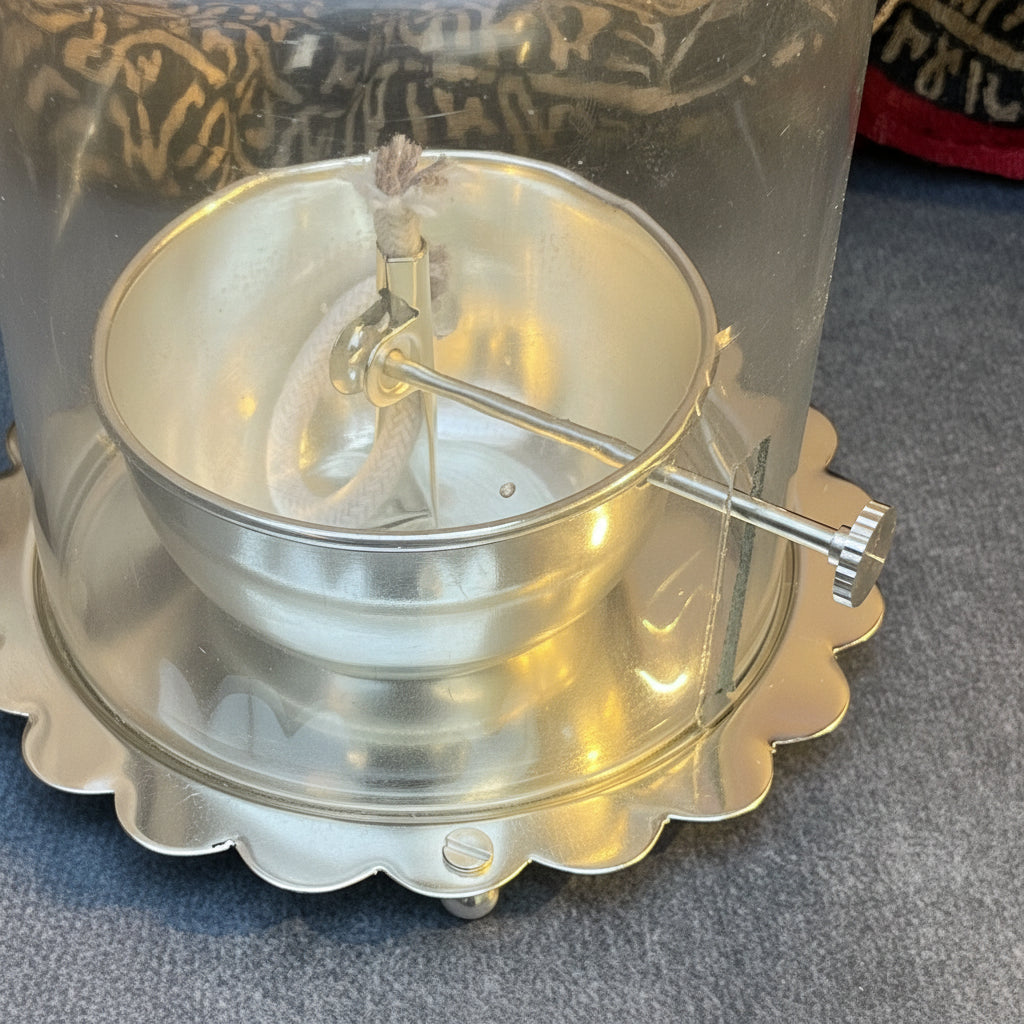 Ambi Silver-Plated Brass Akhand Jyot Diya with Protective Shield | 301g