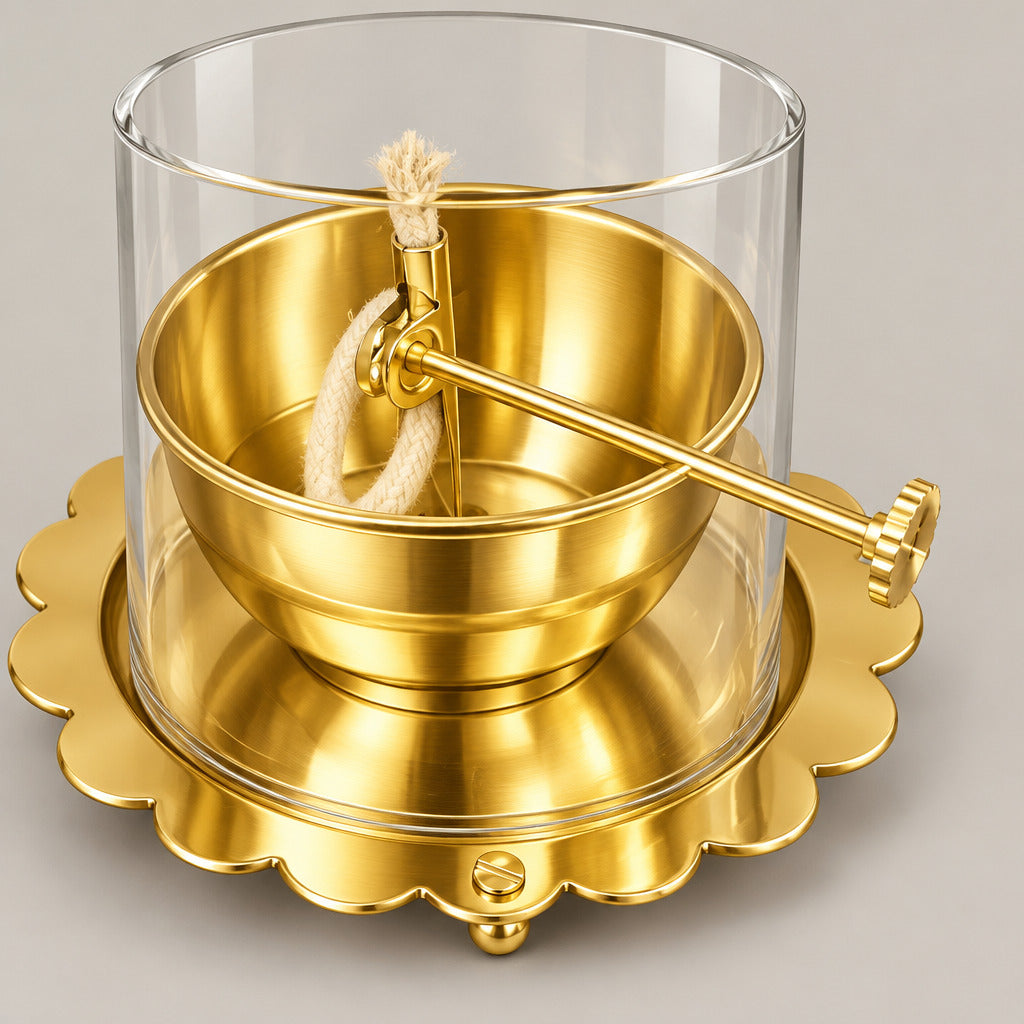 Ambi Silver-Plated Brass Akhand Jyot Diya with Protective Shield | 301g