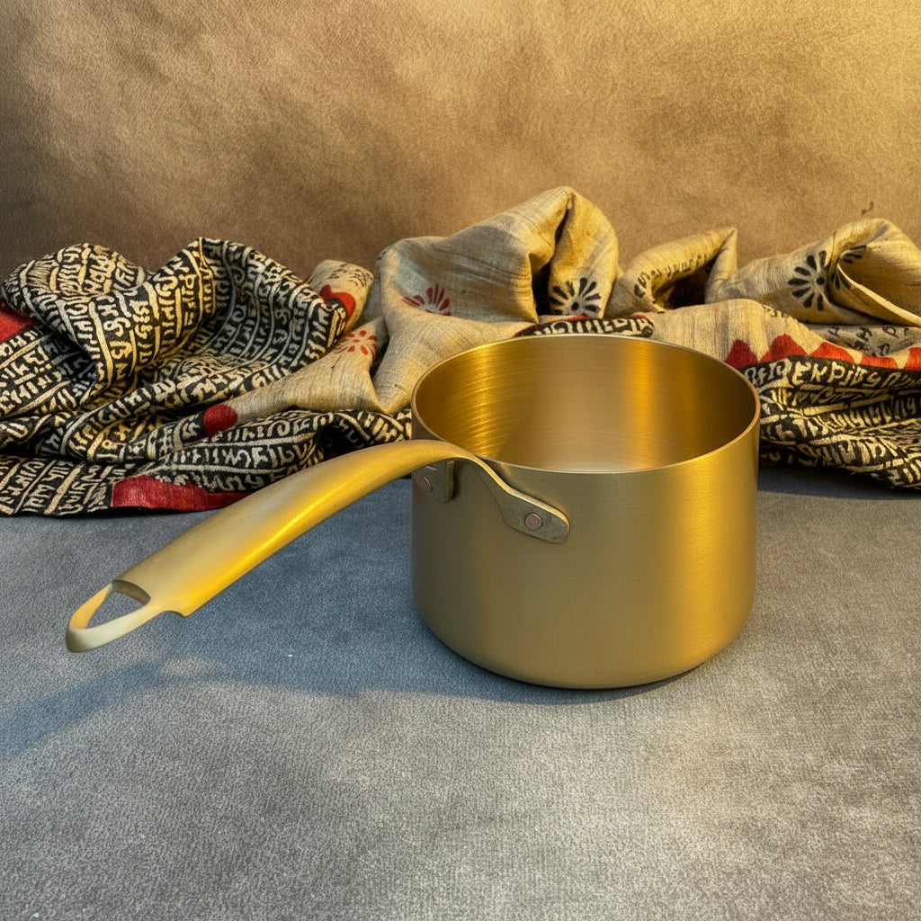 AMBI Pure Kansa Sauce Pan with Long Handle – Traditional Ayurvedic Cookware