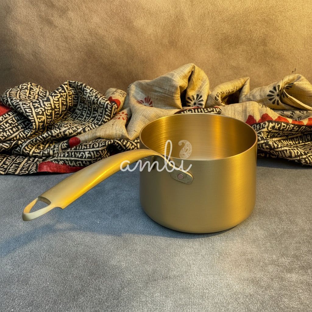 AMBI Pure Kansa Sauce Pan with Long Handle – Traditional Ayurvedic Cookware