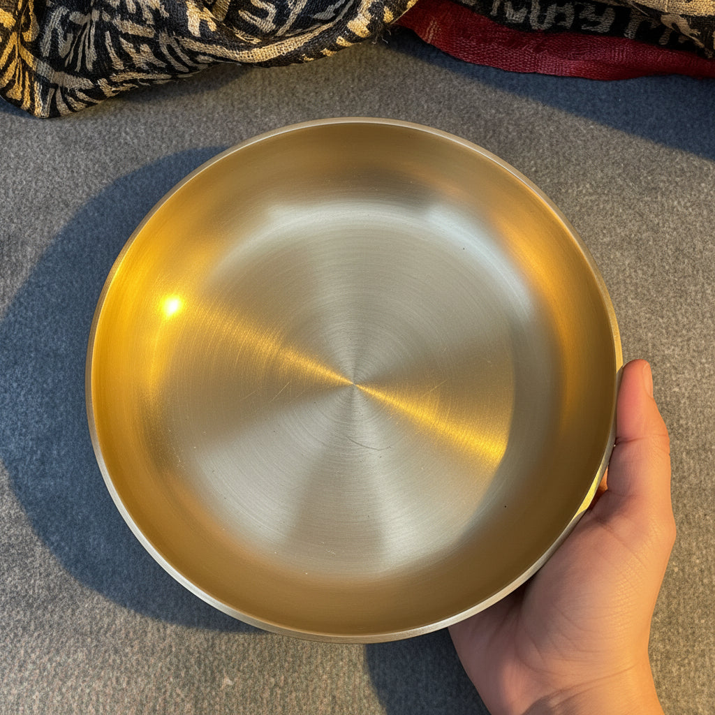 AMBI 100% Pure Lead Free Kansa Small Plate Handcrafted Dessert Plate | Puja Plate - 5 Inch