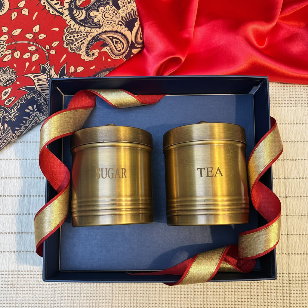 Ambi Gift Box I Pure Brass Storage Box with Scoop Set of 2
