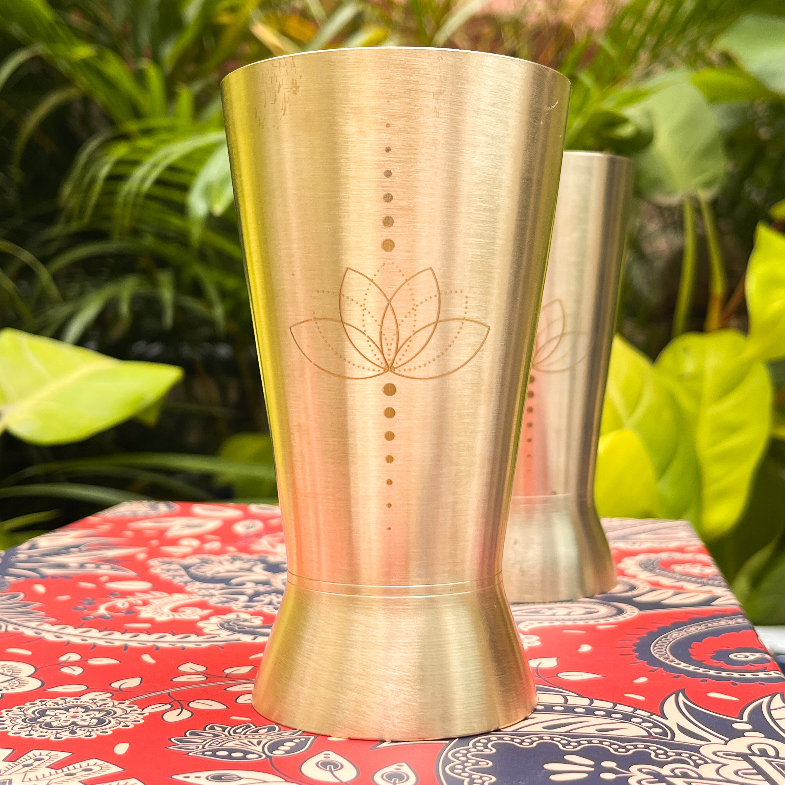 Ambi Gift Set – 4 Lead-Free, 100% Pure Kansa Etched Glasses – Zen Lotus