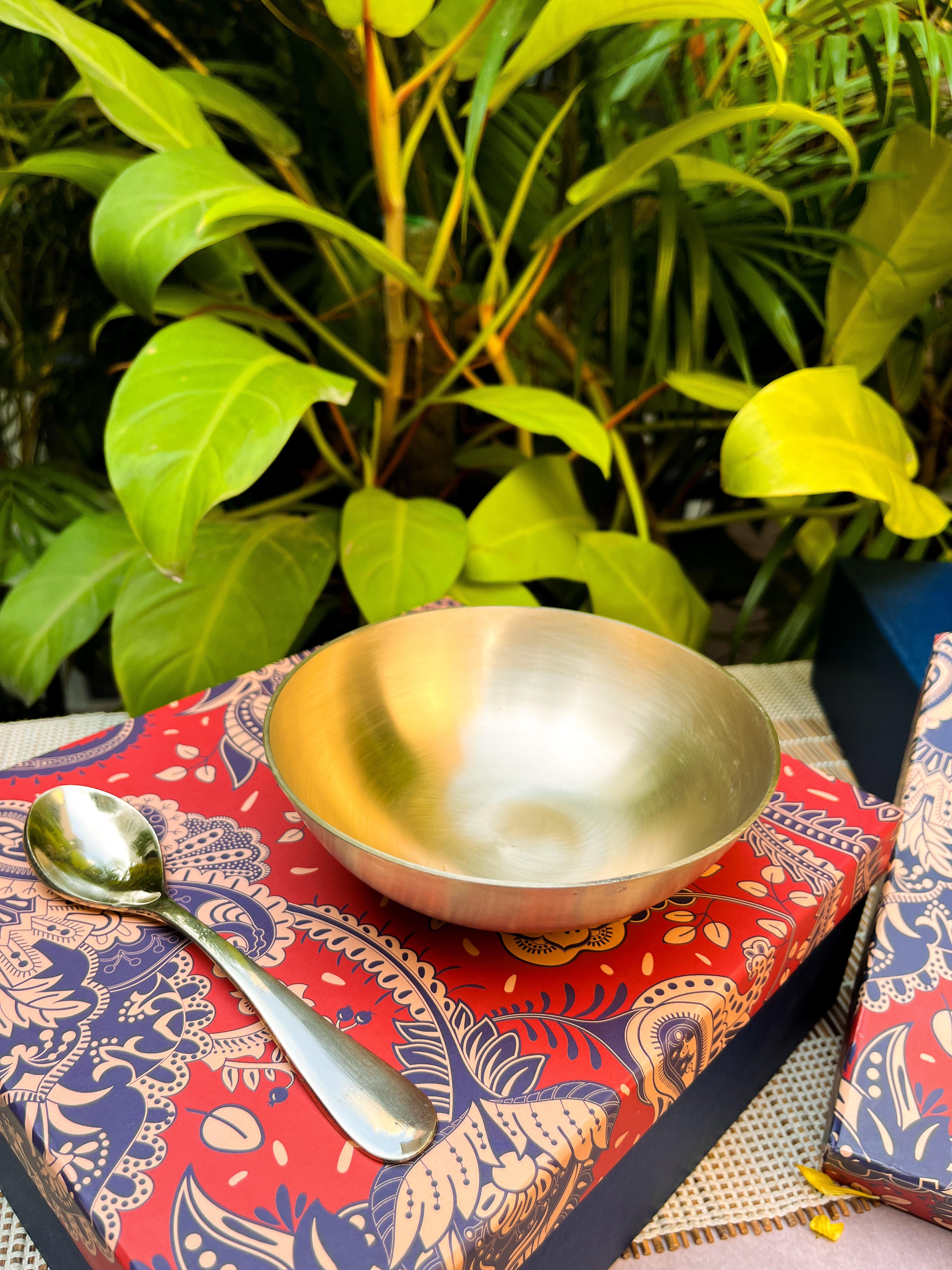 Gift Box – Ambi 100% Pure Lead-Free Kansa Bowl & Matching Kansa Spoon Set of 2