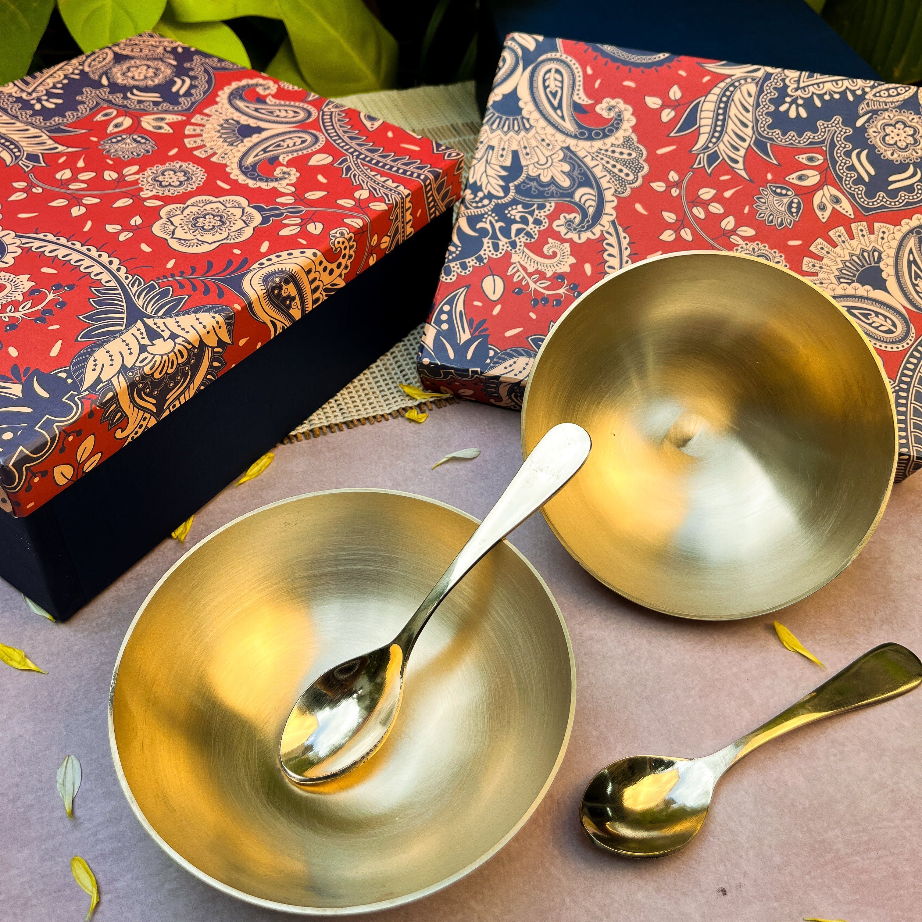 Gift Box – Ambi 100% Pure Lead-Free Kansa Bowl & Matching Kansa Spoon Set of 2