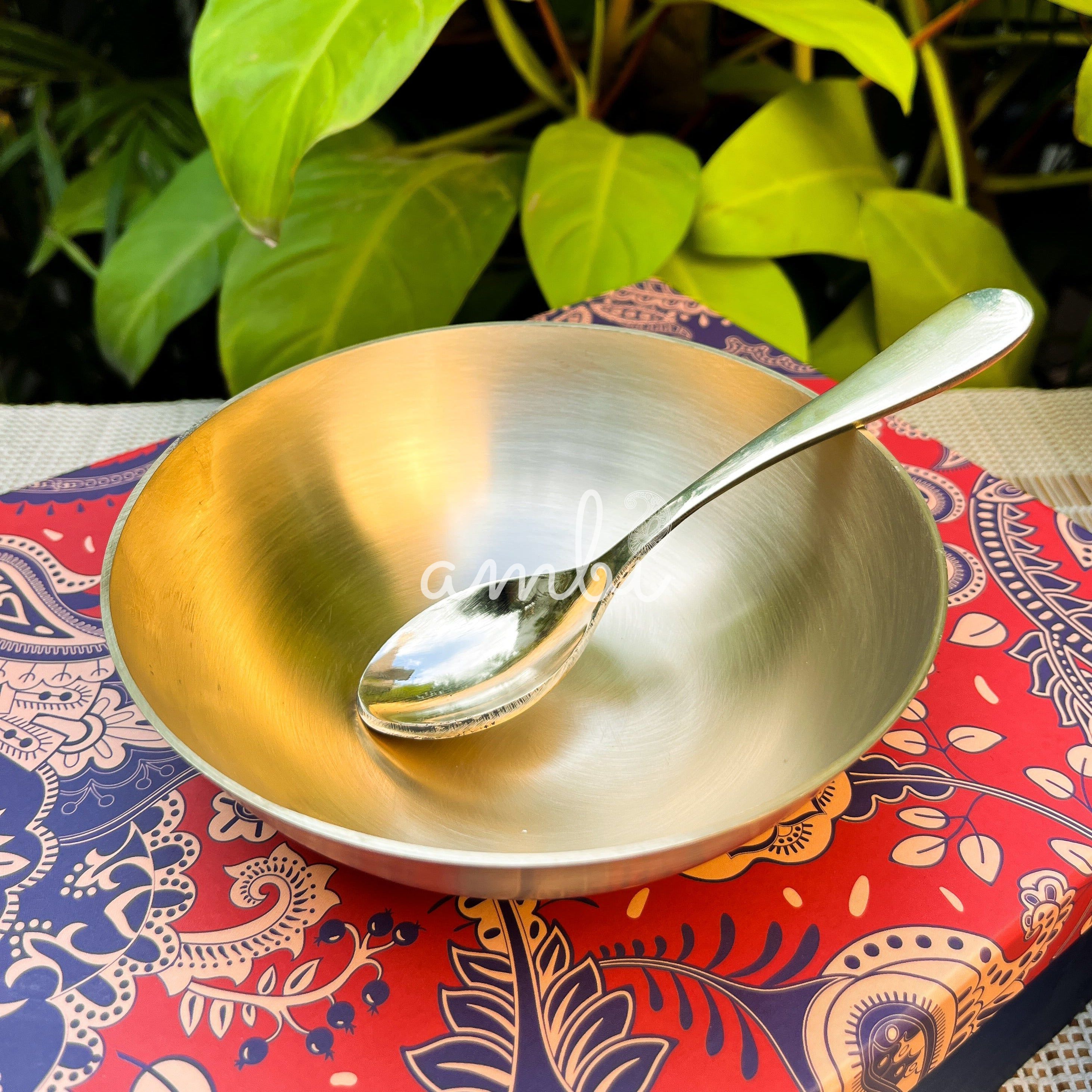 Gift Box – Ambi 100% Pure Lead-Free Kansa Bowl & Matching Kansa Spoon Set of 2
