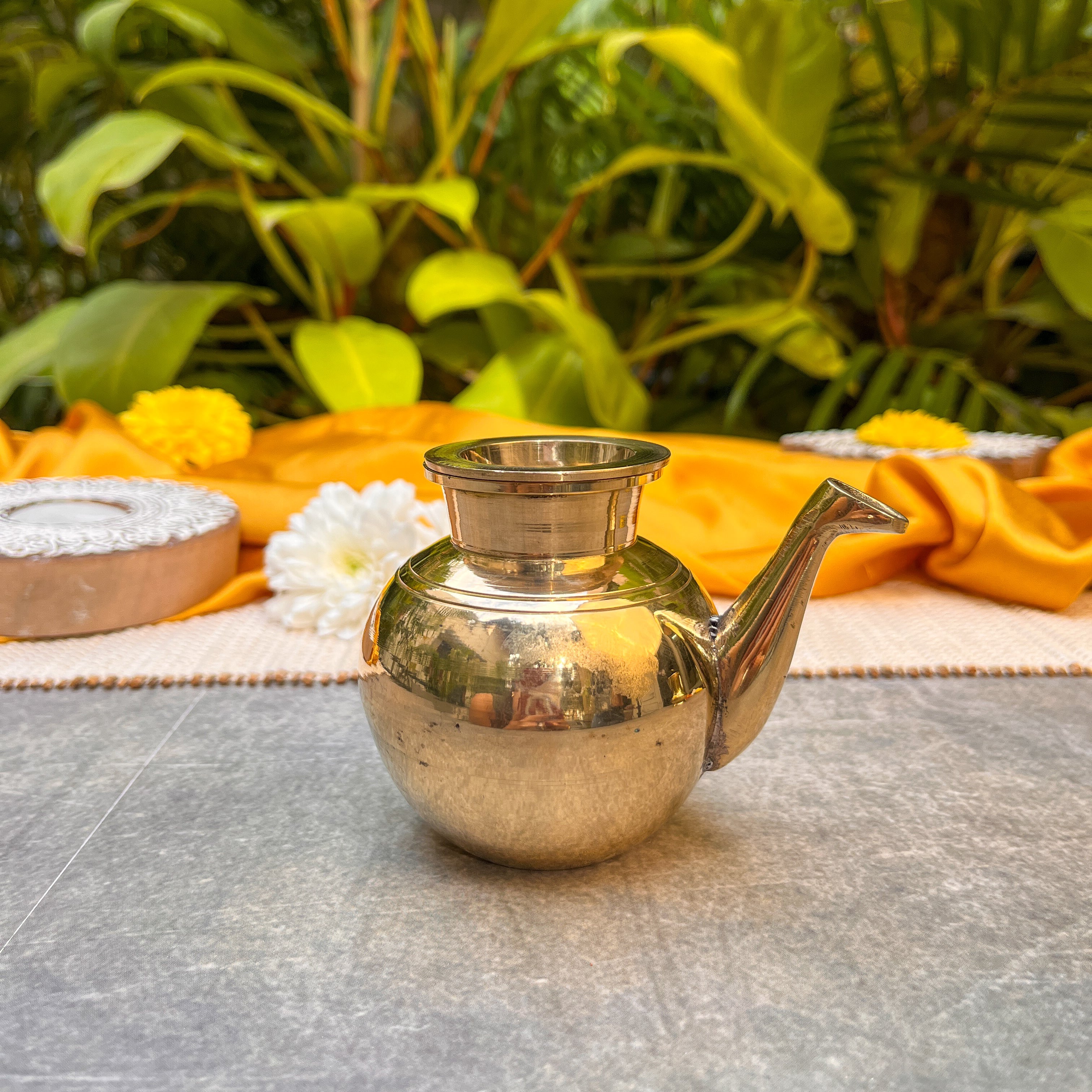 100 % Brass Kumbh Lota for Pooja / Abhishek or Water Storage With Long Spout | Capacity: 400–500 ML | Large