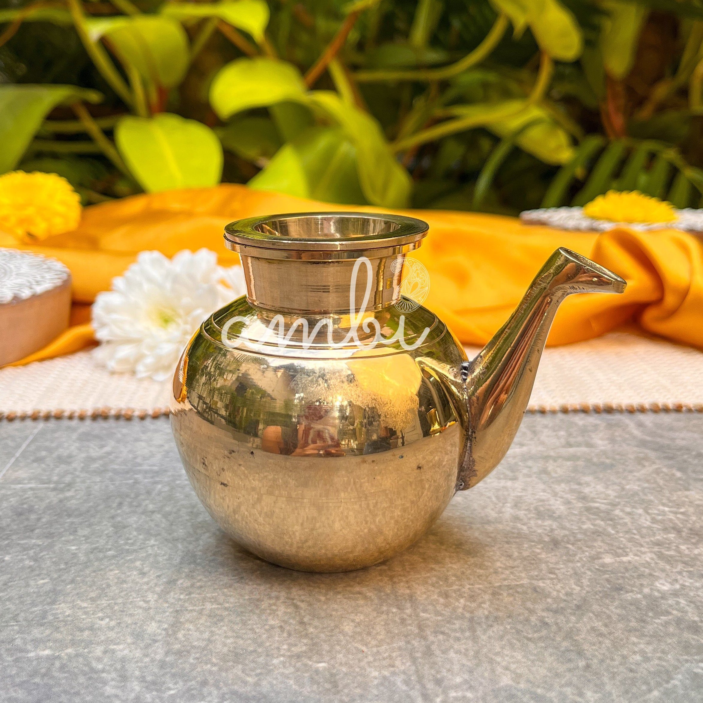 100 % Brass Kumbh Lota for Pooja / Abhishek or Water Storage With Long Spout-200 ML Large