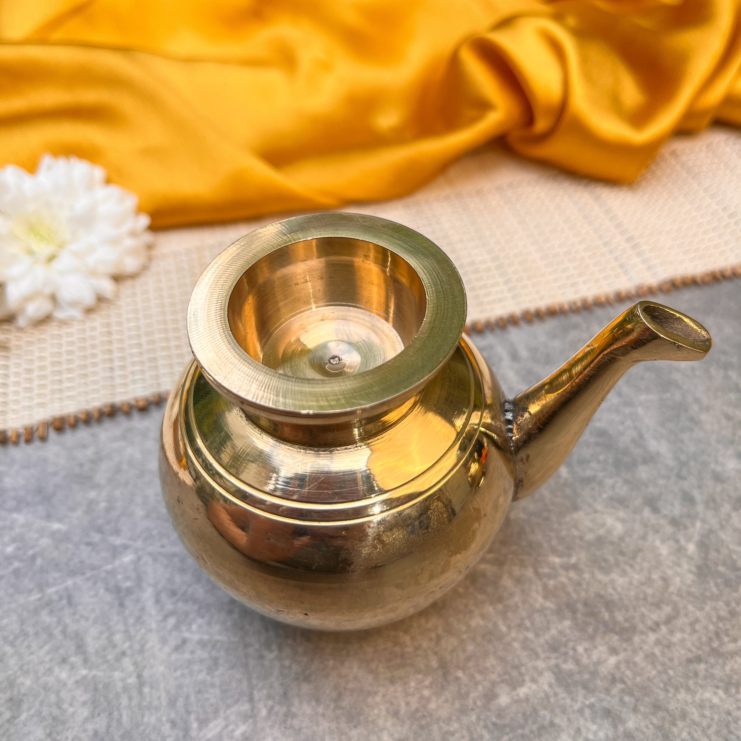 100 % Brass Kumbh Lota for Pooja / Abhishek or Water Storage With Long Spout | Capacity: 400–500 ML | Large