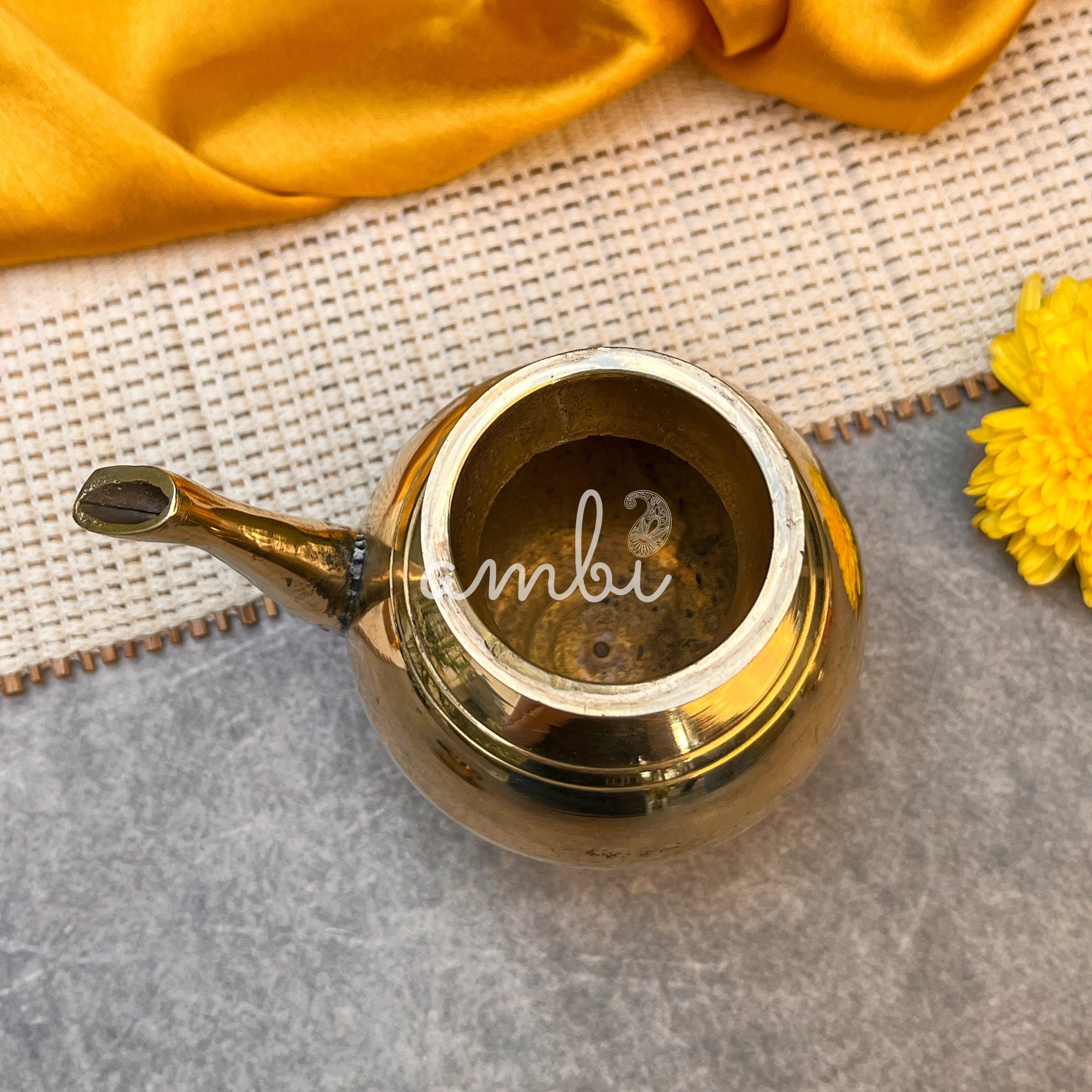 100 % Brass Kumbh Lota for Pooja / Abhishek or Water Storage With Long Spout-150ML